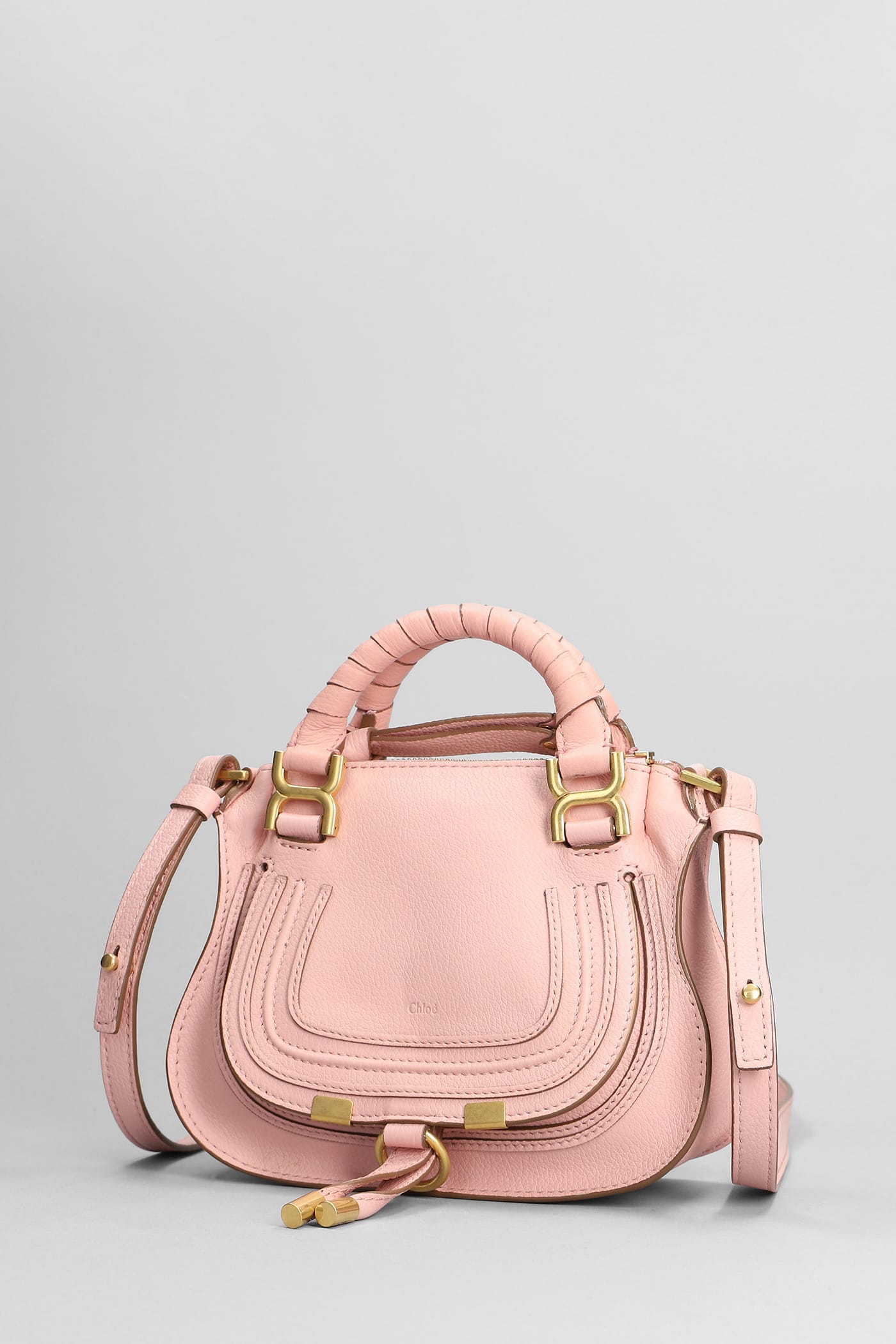 Shop Chloé Mercie Mini Shoulder Bag In Rose-pink Leather