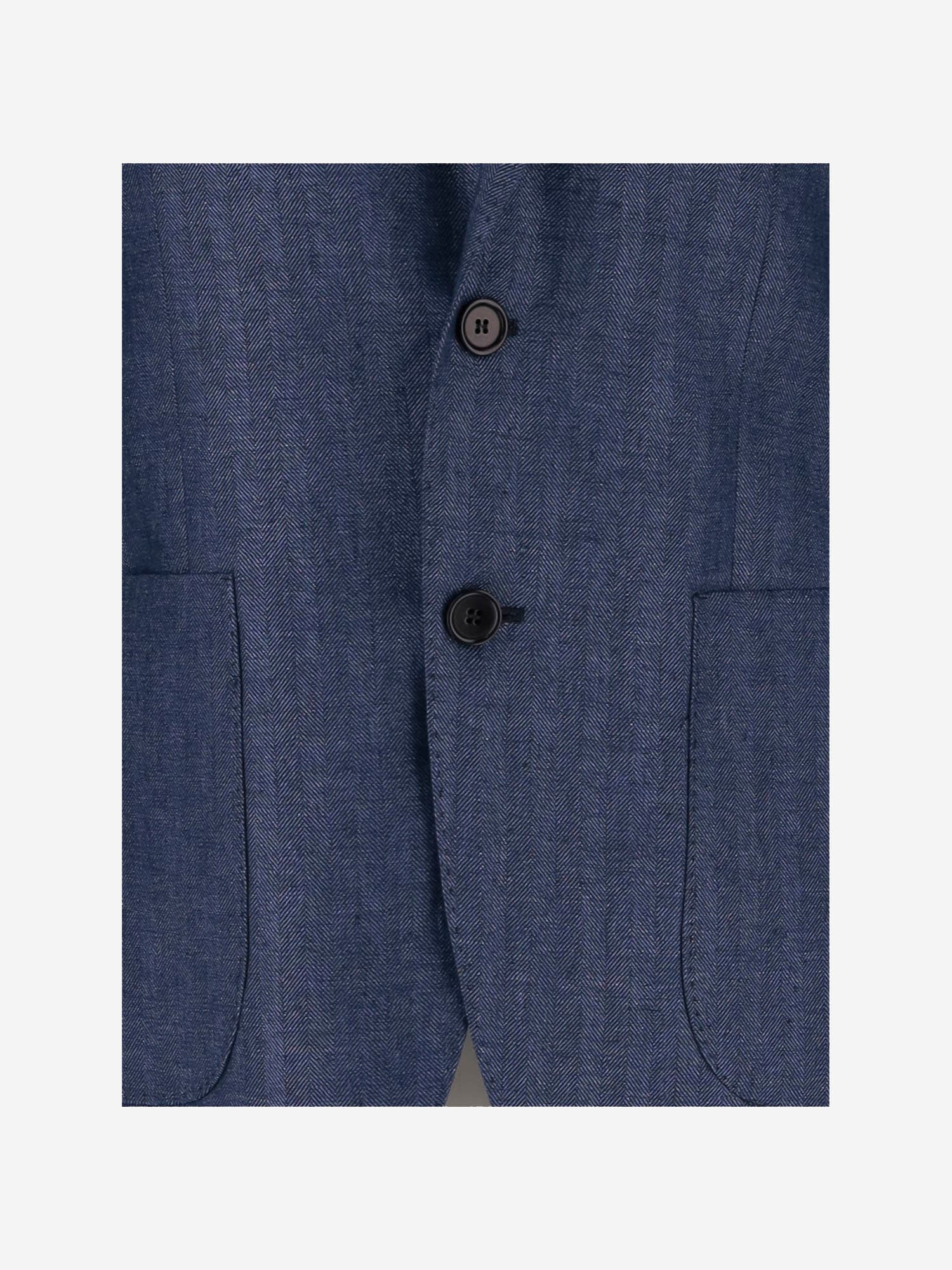 Brian Dales Royal Blue Single-breasted Linen Blazer In Blue