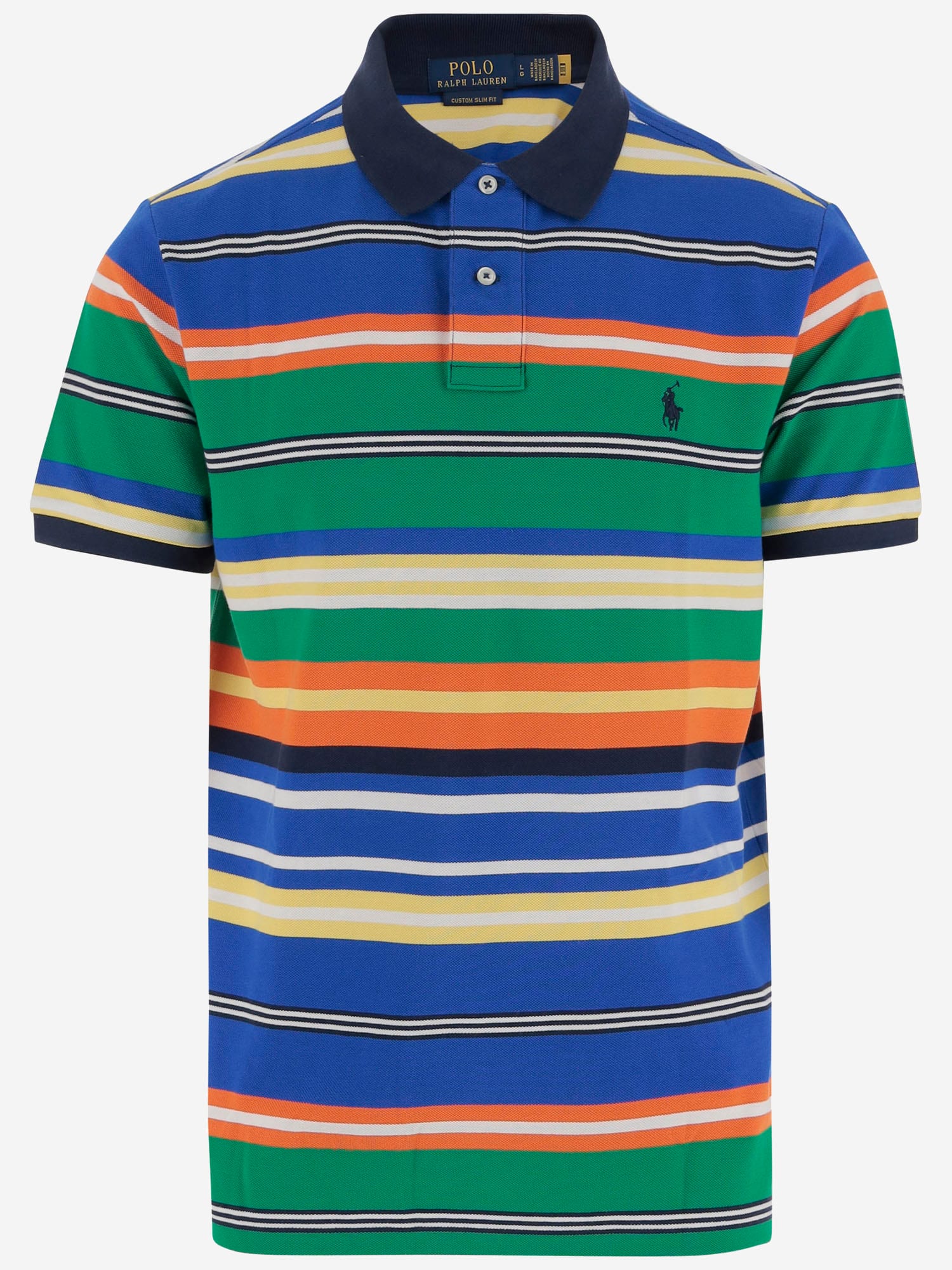 Cotton Polo Shirt With Striped Pattern And Logo