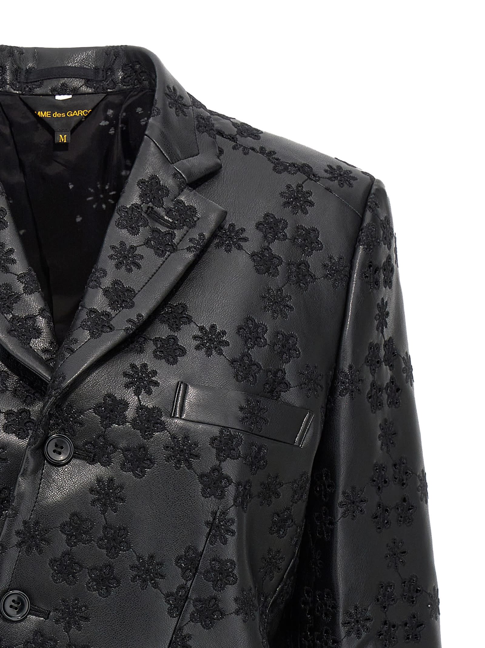 Shop Comme Des Garçons Embroidery Single-breasted Blazer In Black