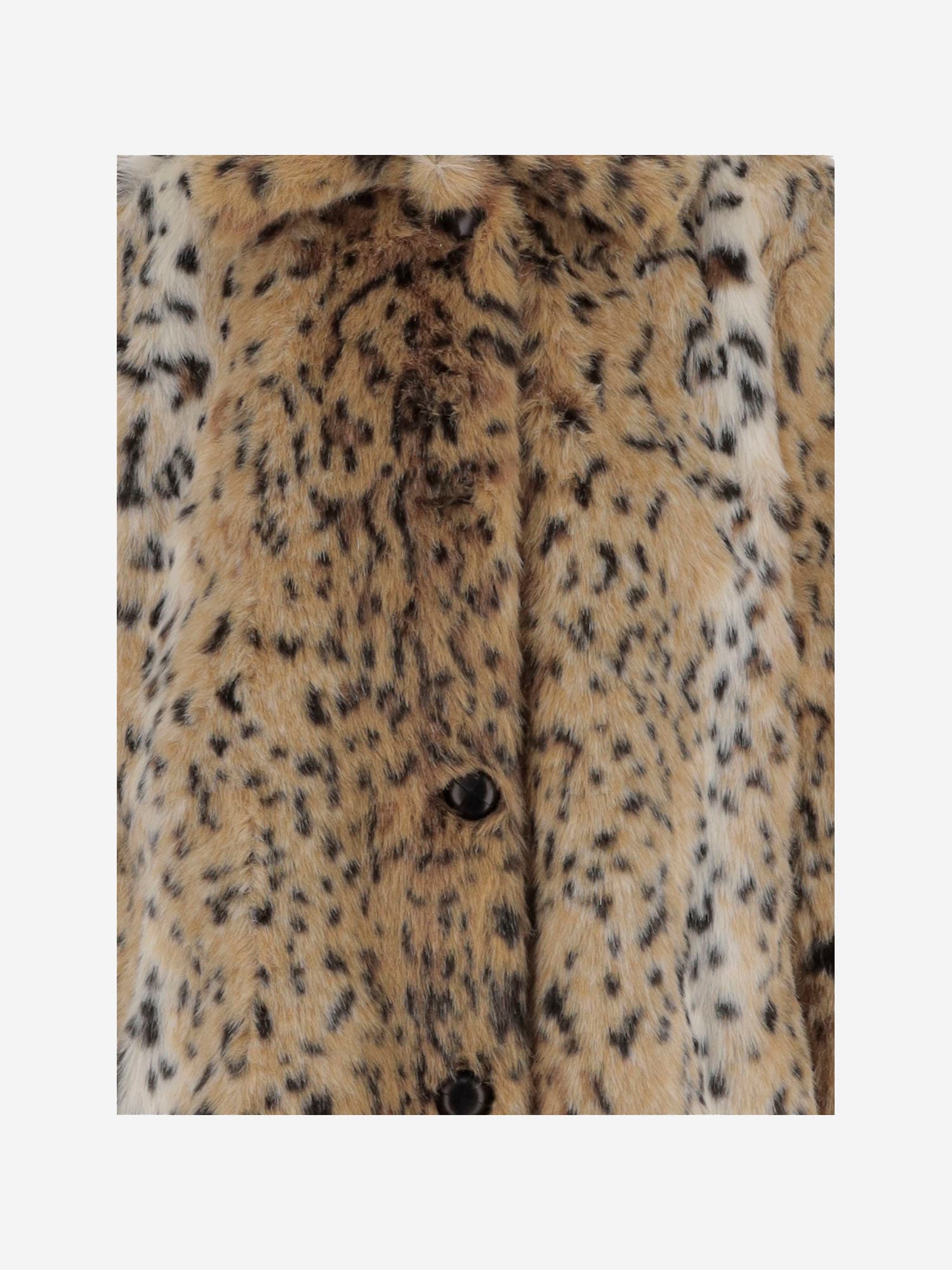 Shop N°21 Faux Fur Coat With Leo Pattern In Brown