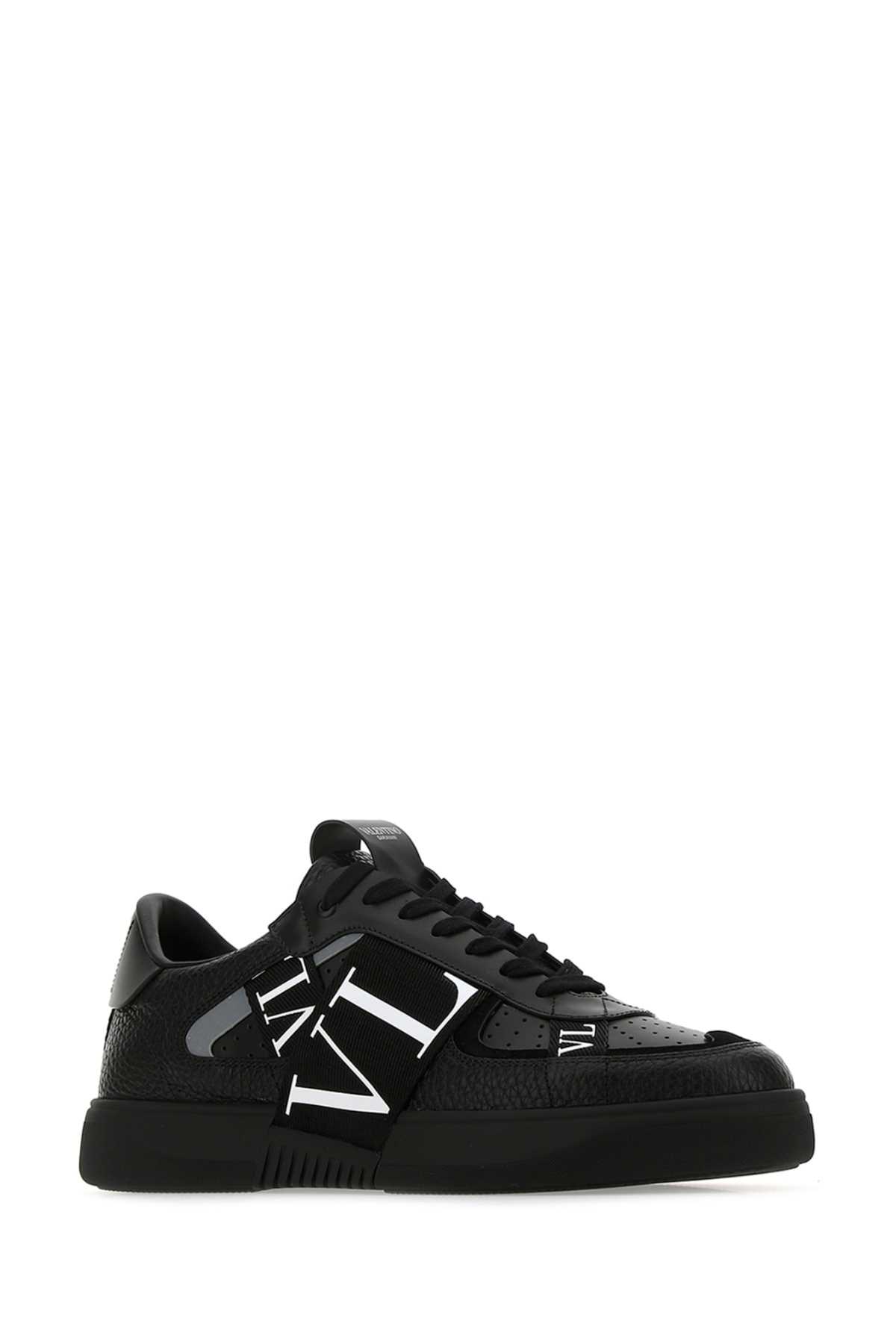 Shop Valentino Black Leather Vl7n Sneakers In Nero