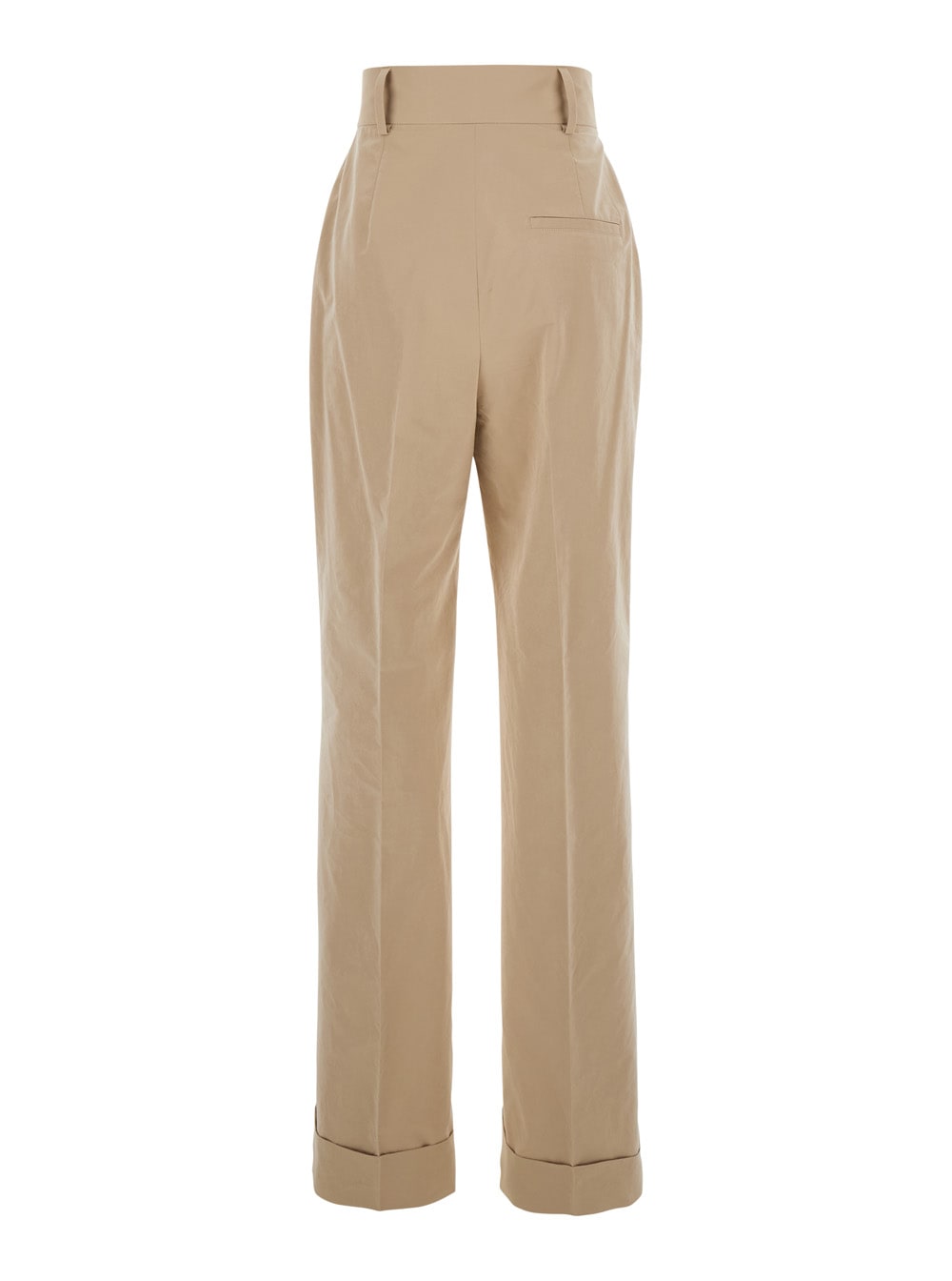 Philosophy Di Lorenzo Serafini Beige Pants With Cuffs And Pleated Details In Cotton Woman In Beige