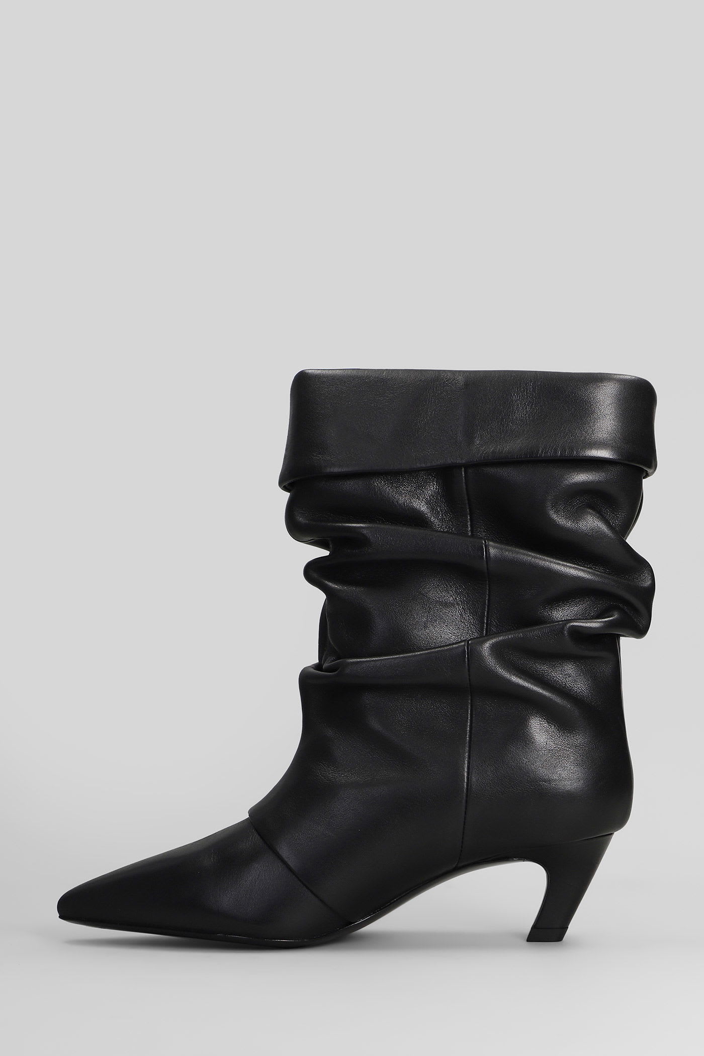 Ash Virgee High Heels Ankle Boots In Black Leather In Black