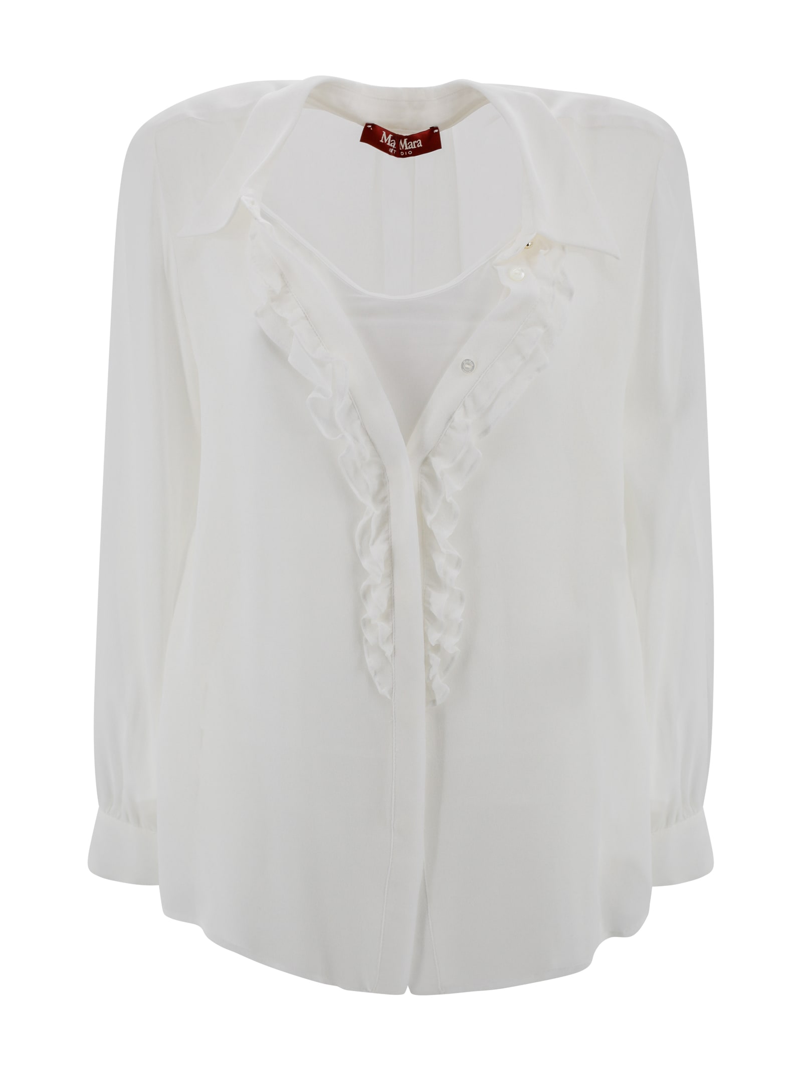 Max Mara Silk Georgette Shirt In White