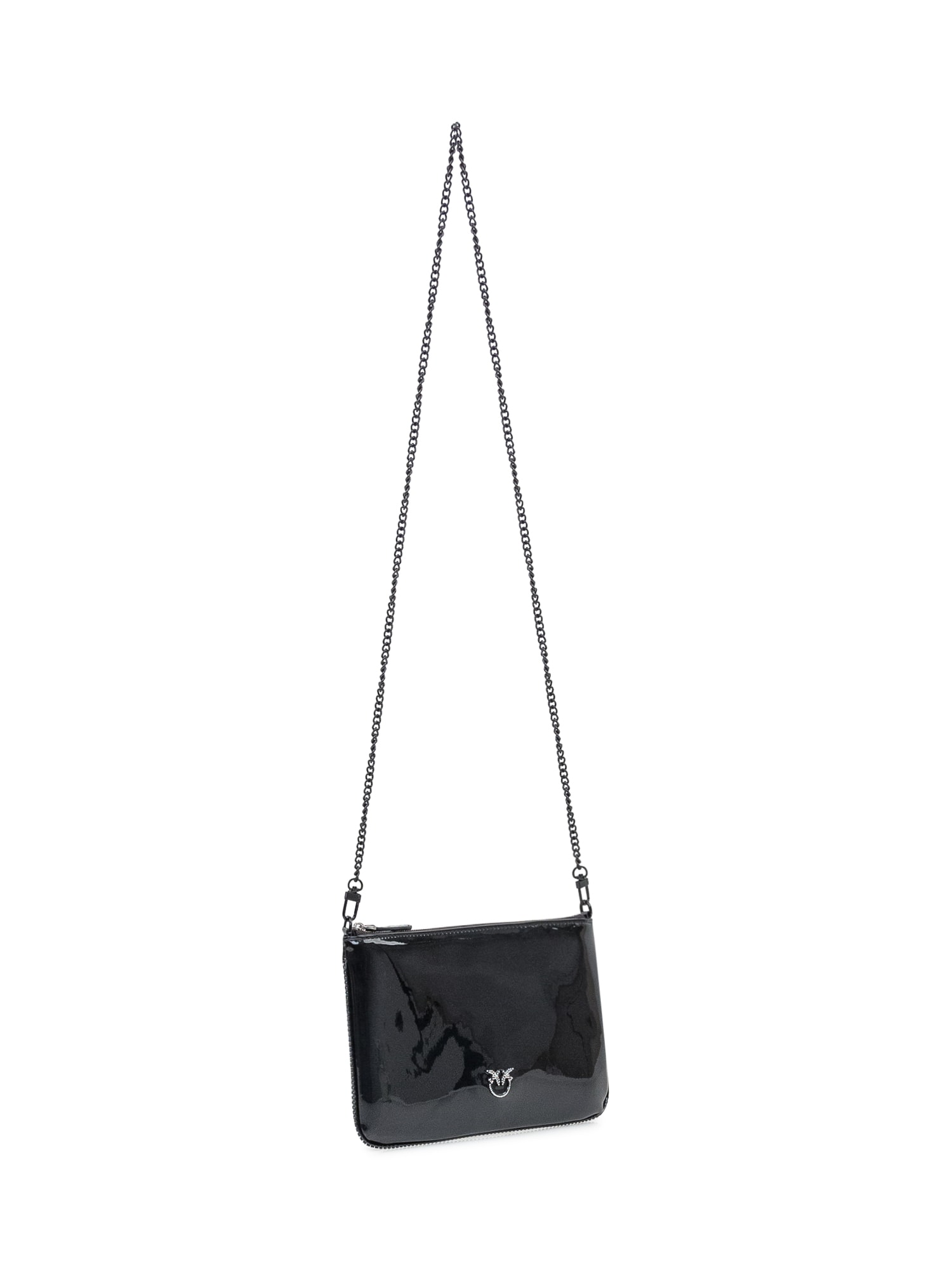 Shop Pinko Flat Classic Pochette In Nero Limousine