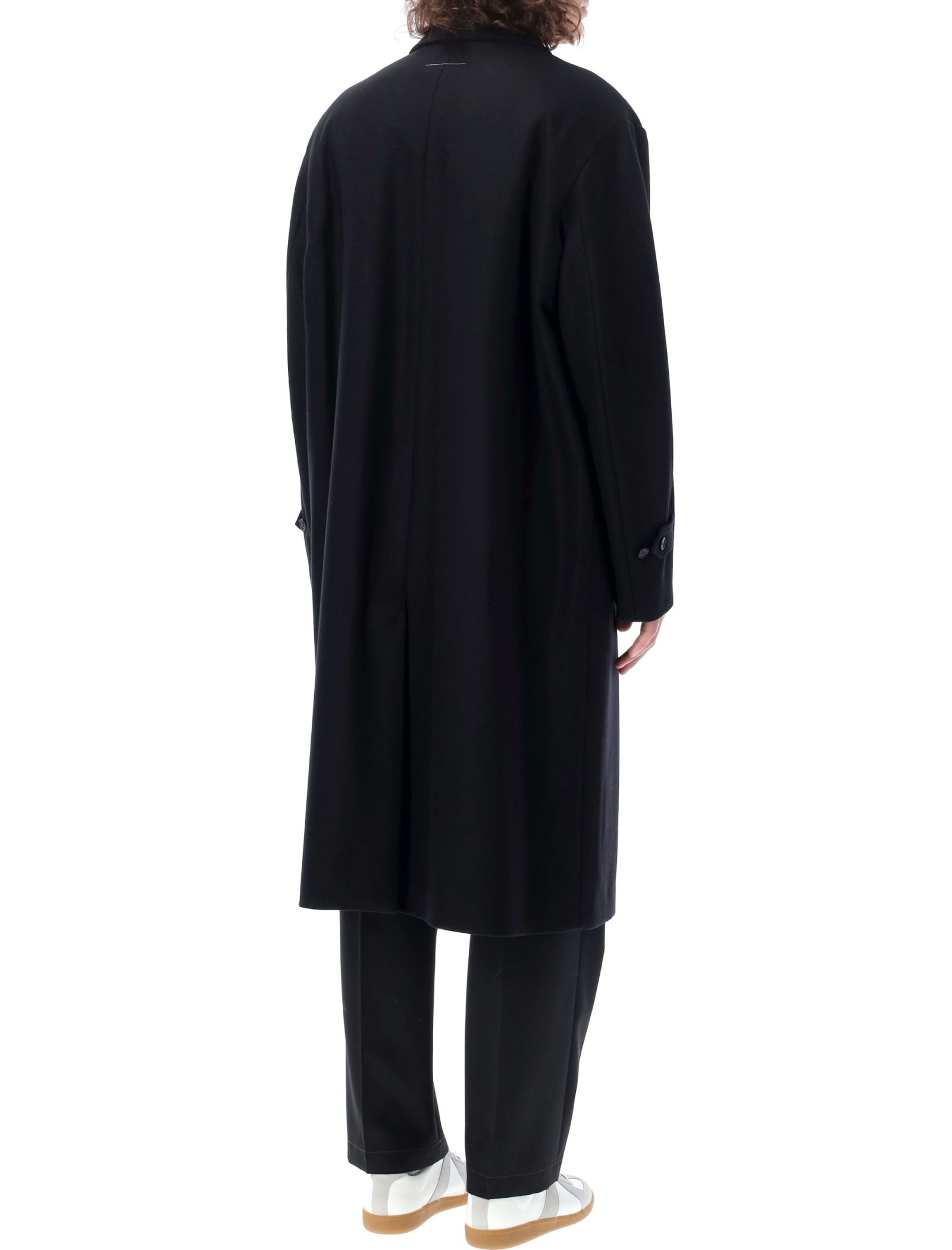 Shop Mm6 Maison Margiela Long Coat In Black