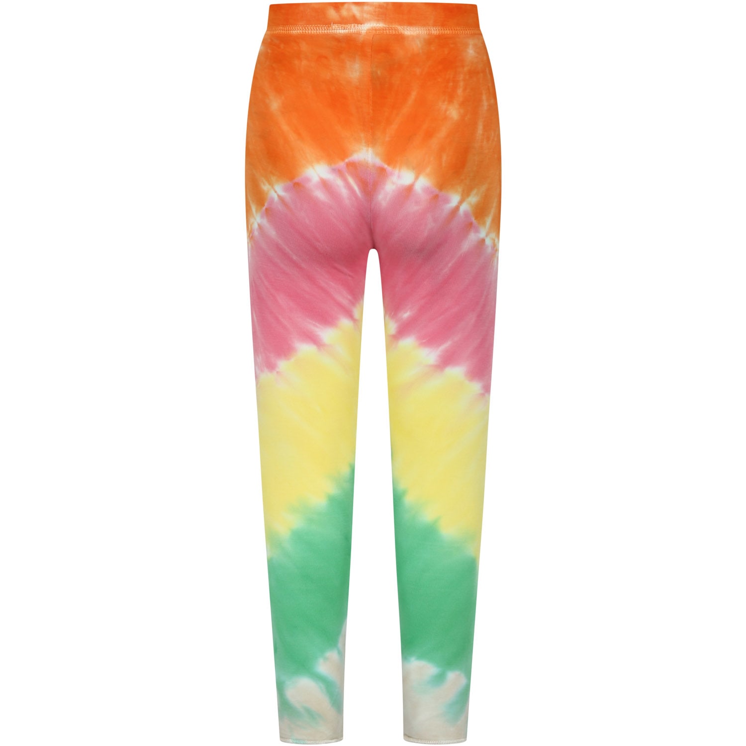 Shop Molo Orange Leggings For Girl With Tie-dye Print In Multicolor