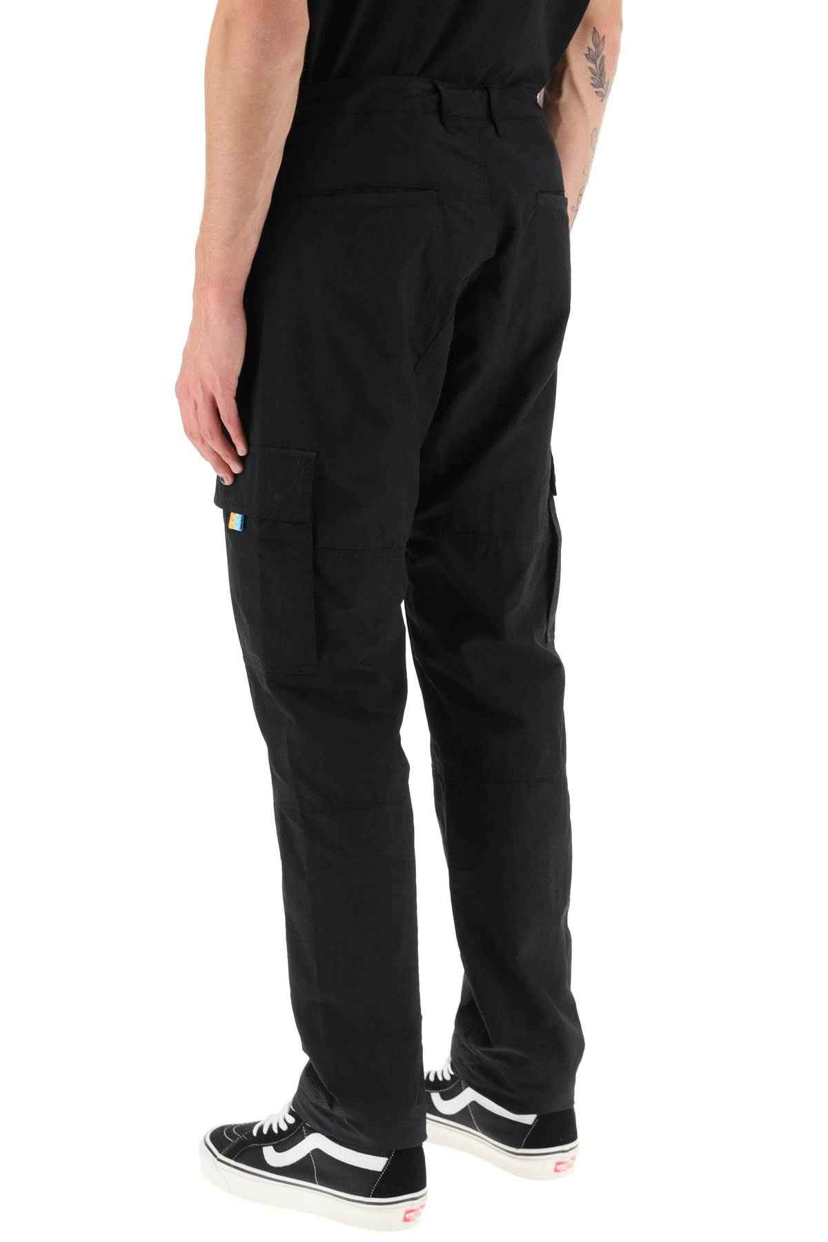 Shop Marcelo Burlon County Of Milan Nylon Cargo Pants In Black White (black)