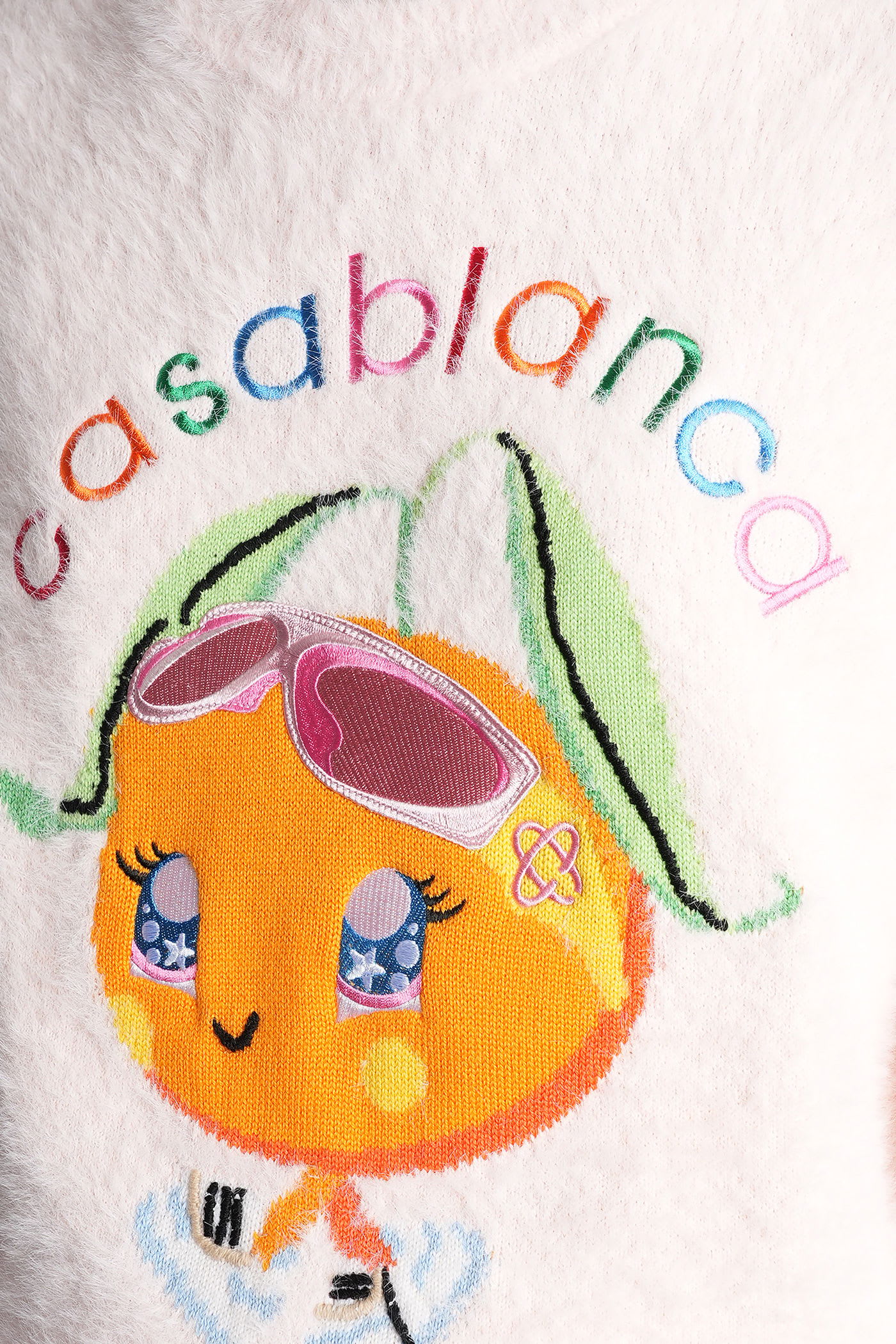 Casablanca Character Intarsia Crew Pullover Merino Kawaii Orange In Pink