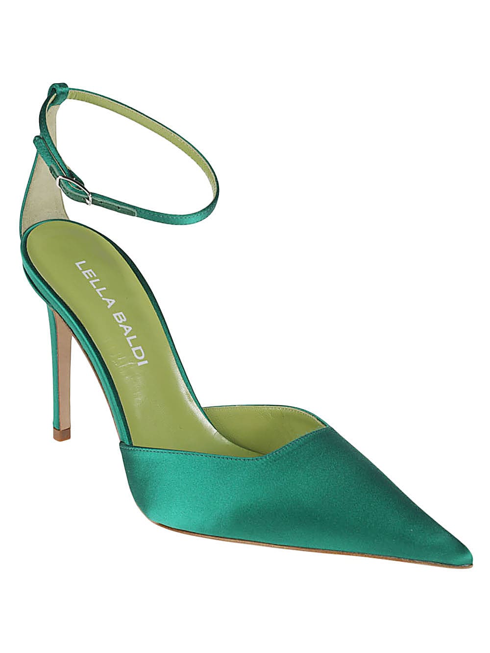 Lella Baldi Satin Pumps In Green