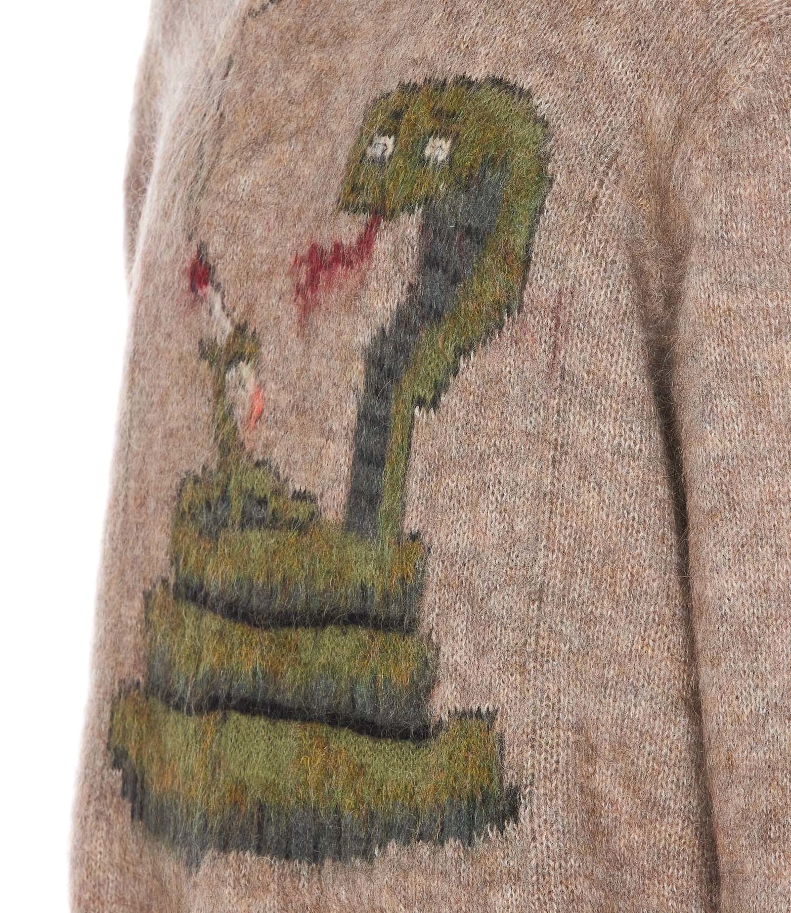Magliano Knit Pattern Crew Neck Sweater With Embroidery In Beige
