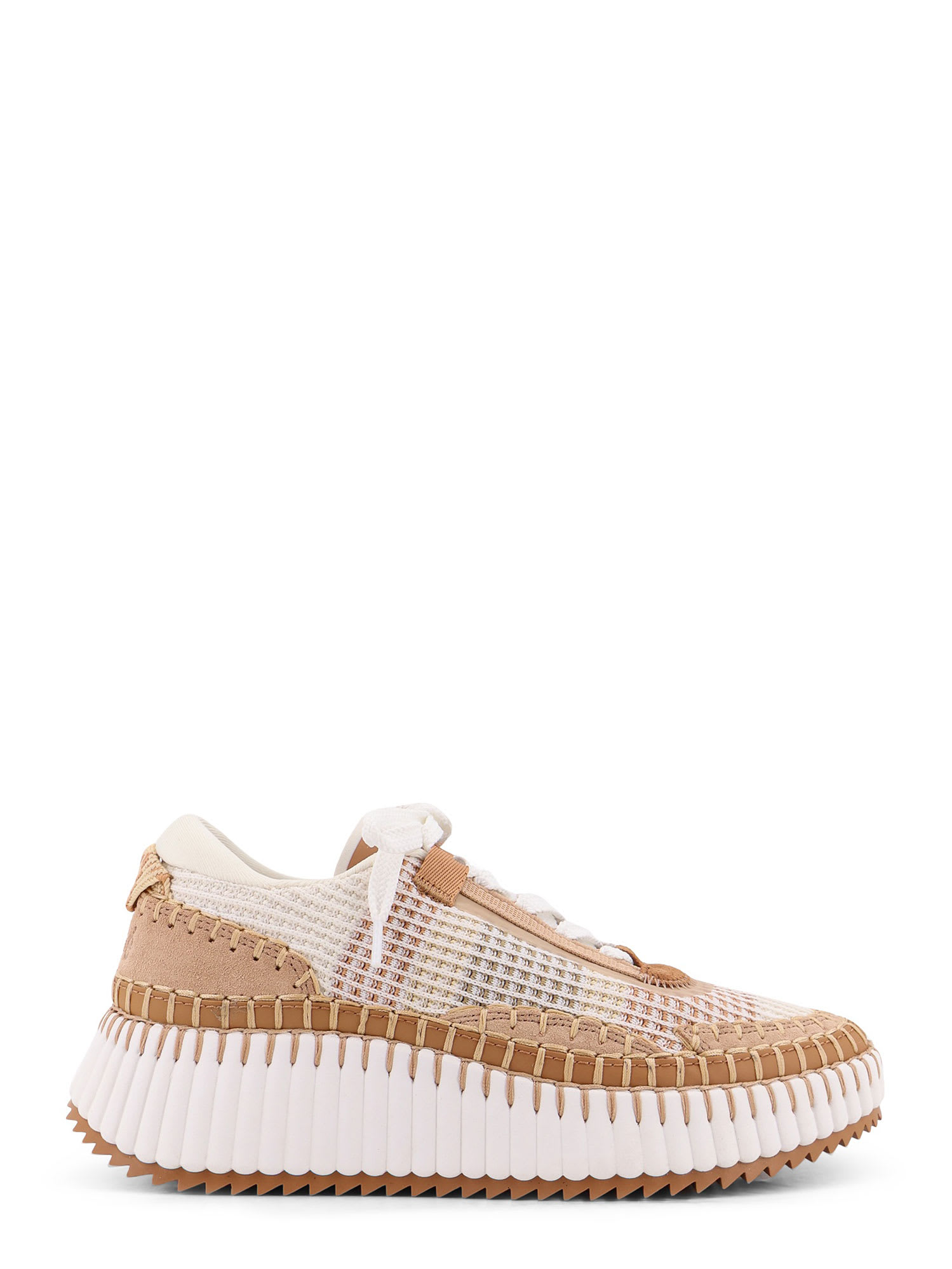 Chloé Mesh Nama Low-top Sneakers With Suede Inserts In Brown