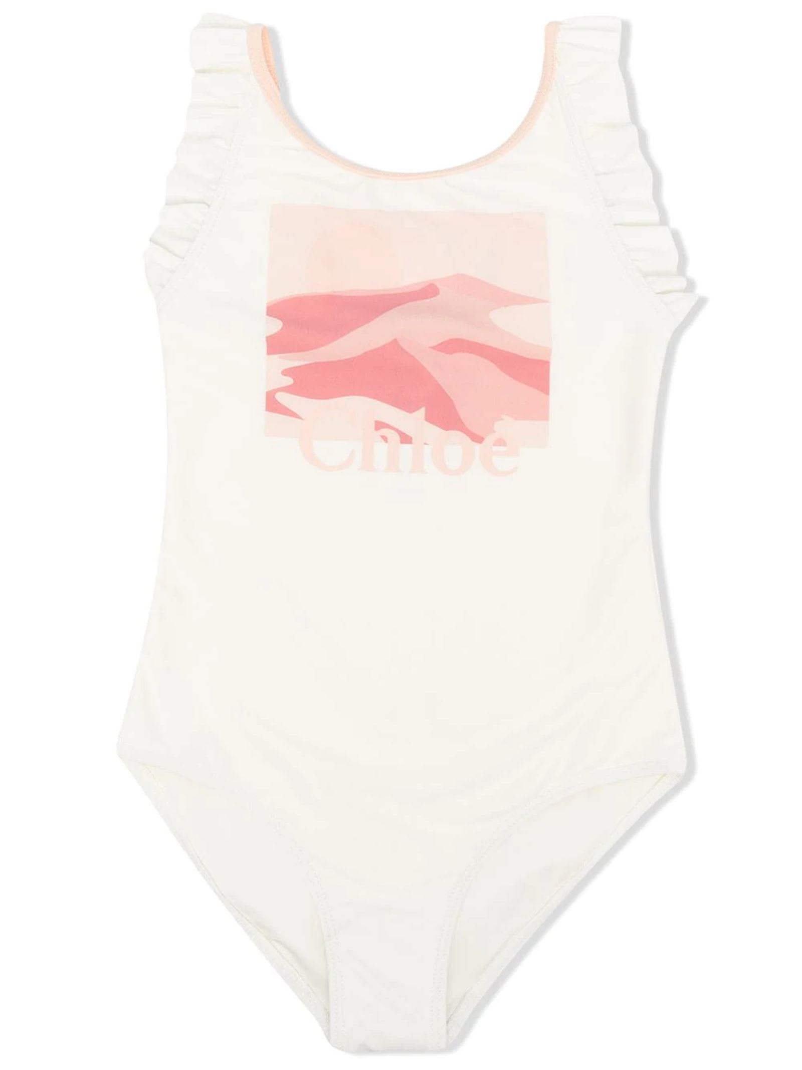 Chloé Cream And Light Pink Swimsuit