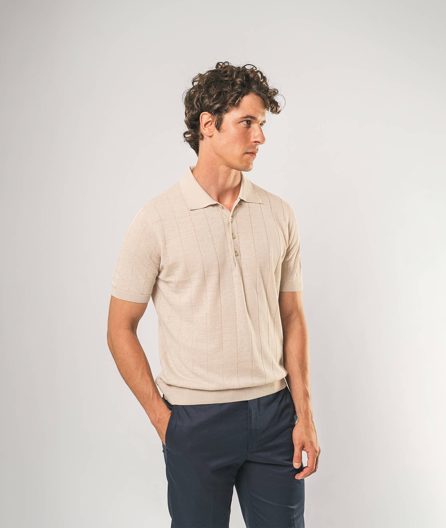 Larusmiani Linen And Cotton Polo Saint Tropez Sweater In Beige