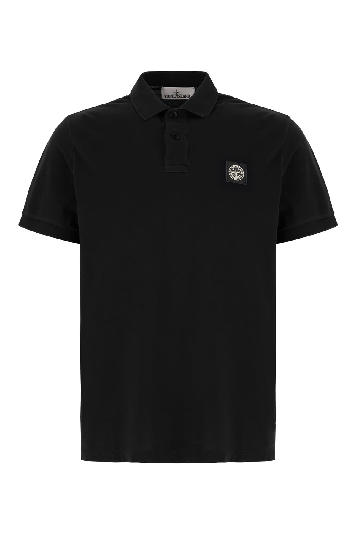 Stone Island Black Piquet Polo Shirt In Black