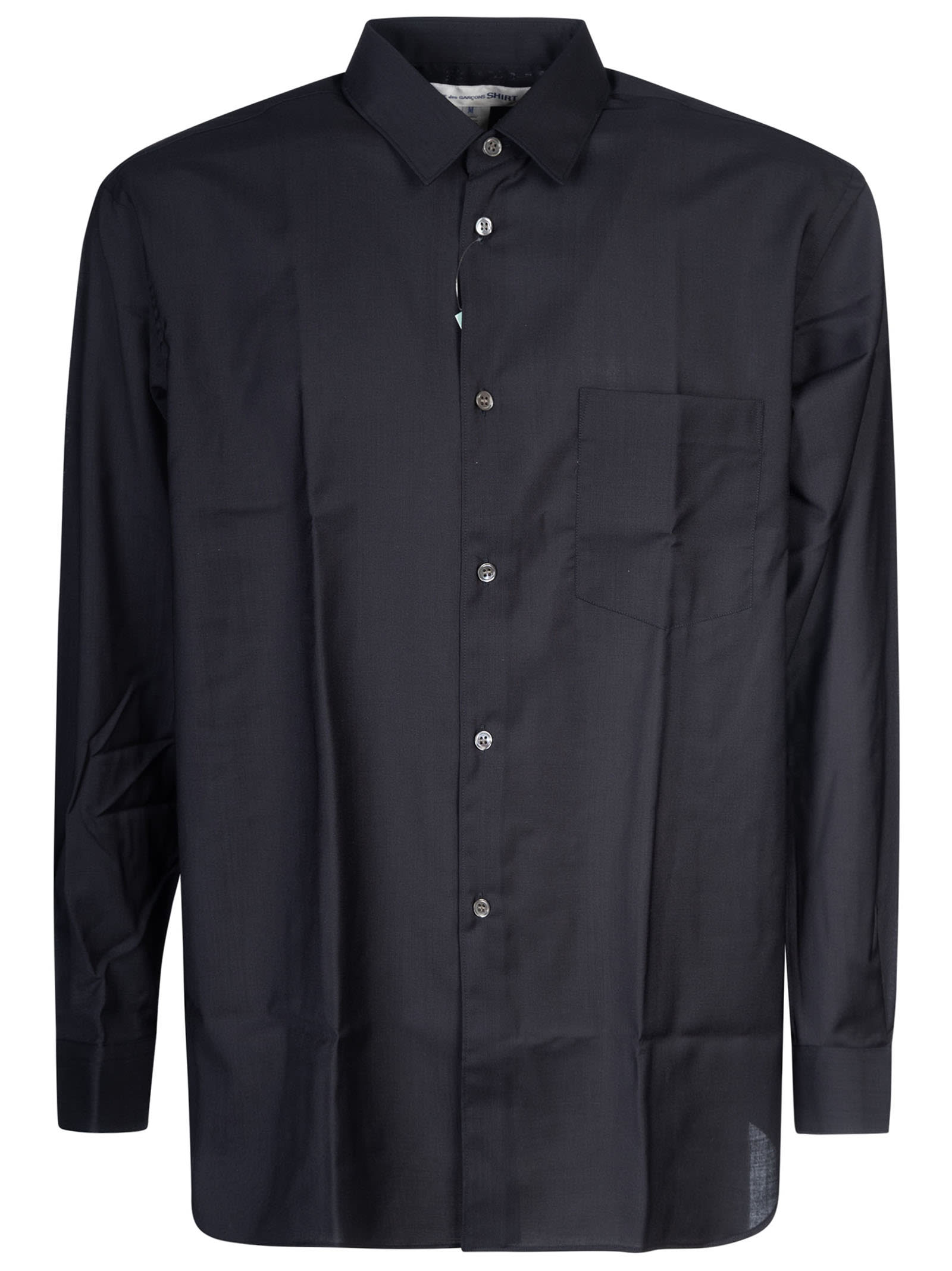 Shop Comme Des Garçons Shirt Patched Pocket Plain Shirt In Navy Blue