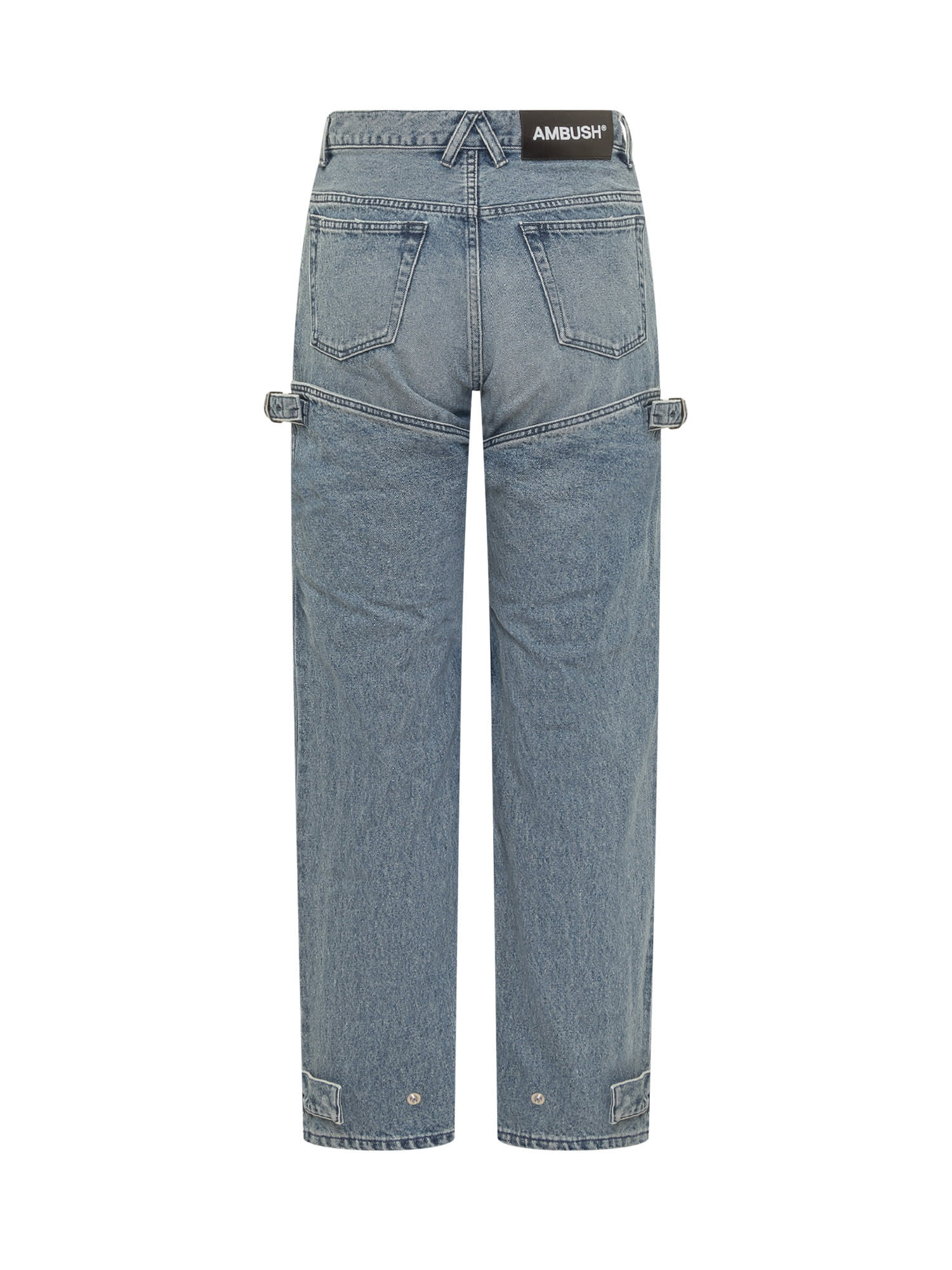 Ambush Ladies Boots Detail Denim Pants In Mid Blue