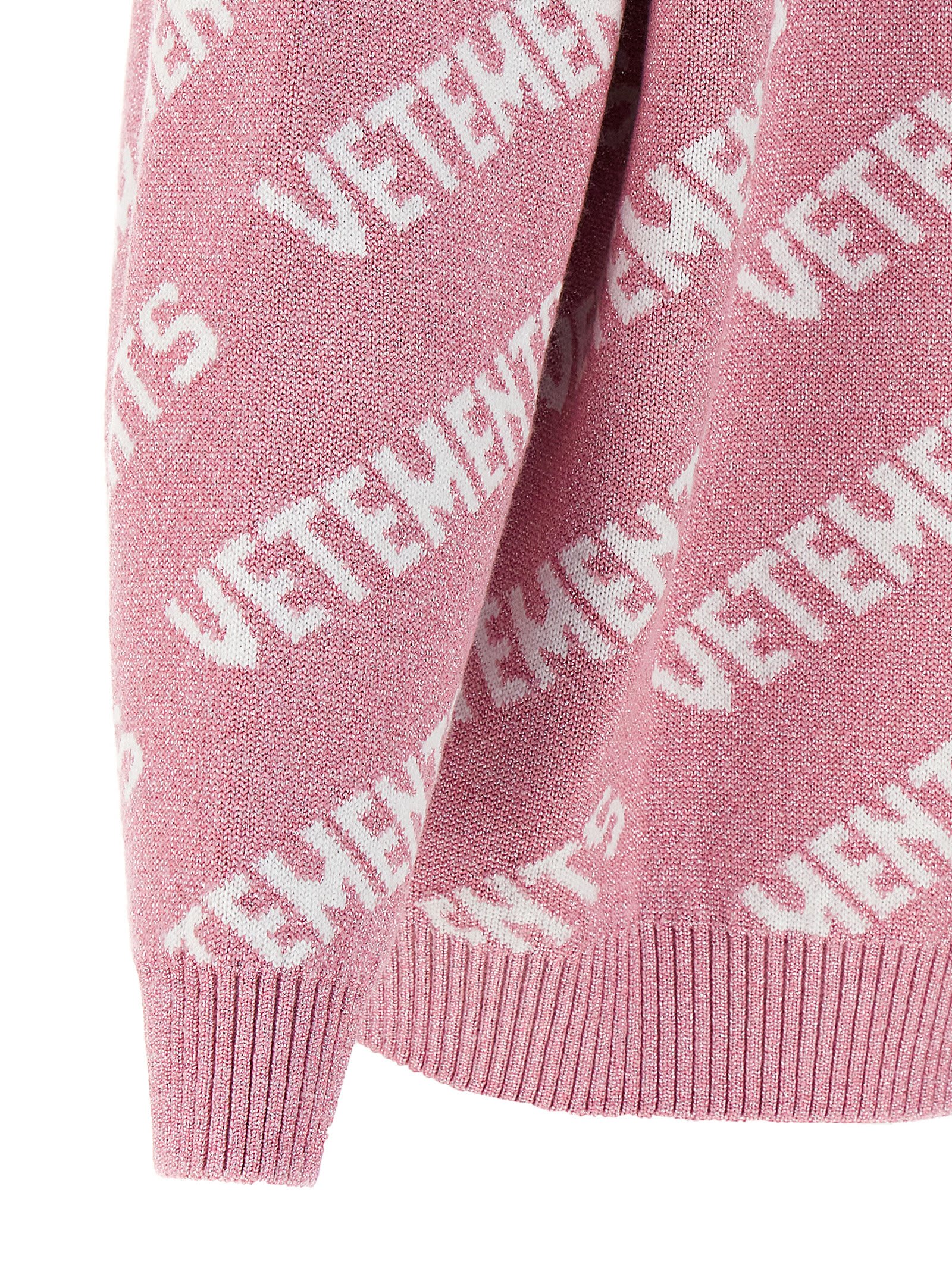 Shop Vetements Lurex Monogram Sweater In Pink