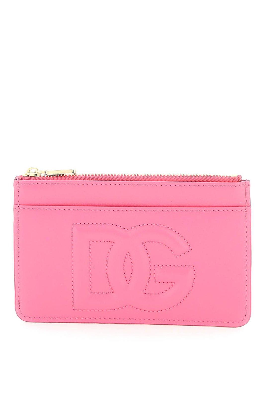 Dolce & Gabbana Logo Embossed Zipped Wallet In Pink