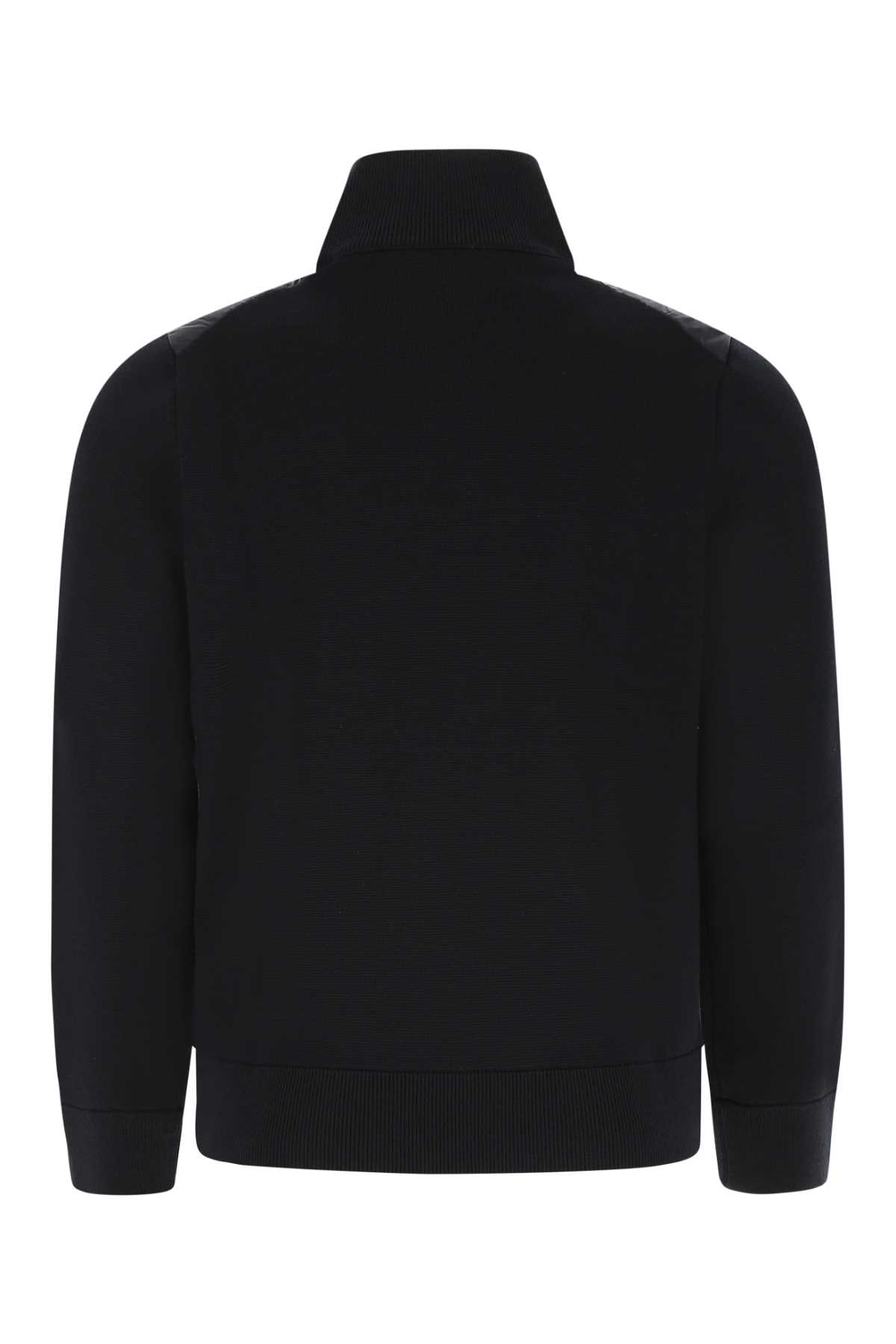 Moncler Men Padded Wool Blend And Nylon Tricot Cardigan In Blue