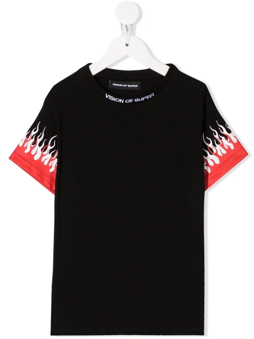 Vision of Super Black Kids T-shirt With White And Red Double Flames