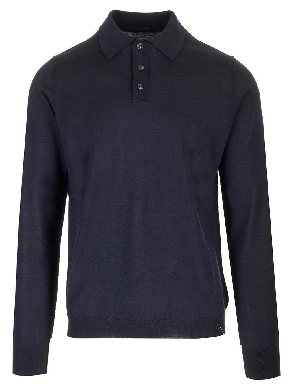 Shop Maison Margiela Knitted Polo Shirt In Blue