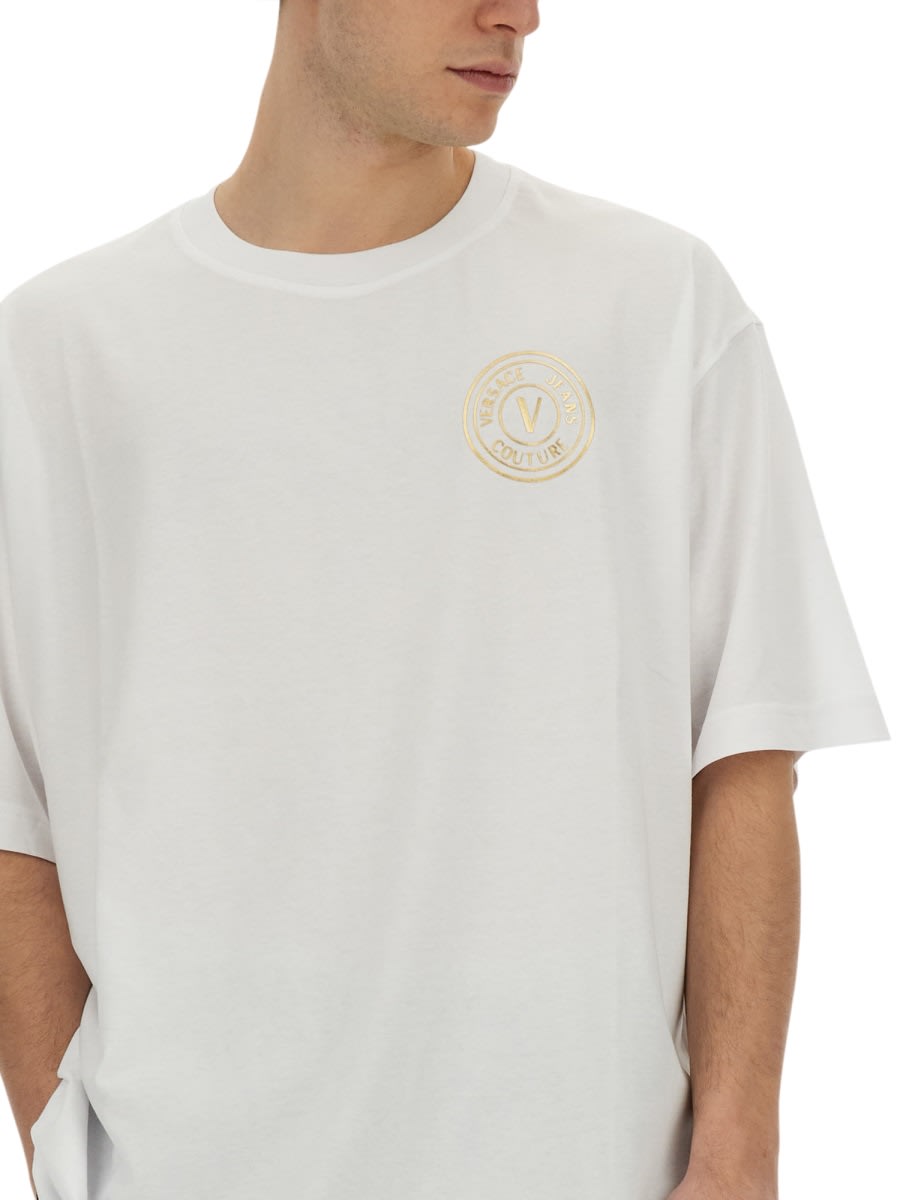 Shop Versace Jeans Couture T-shirt With Logo In White