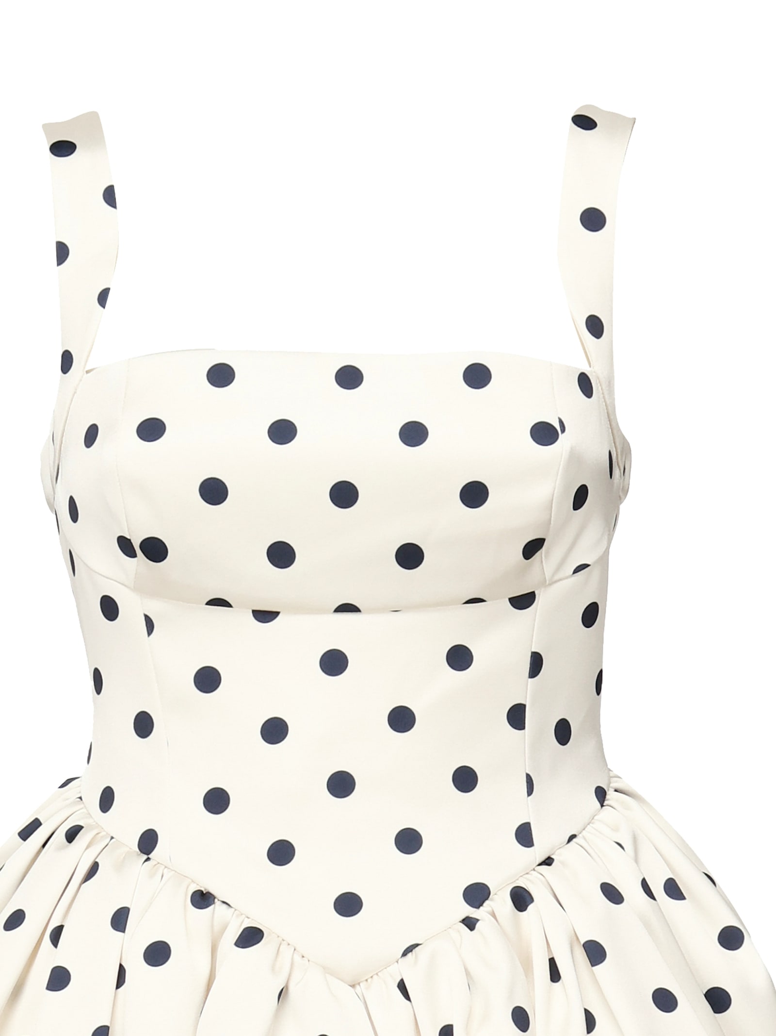 Self-portrait Pleated Polka-dot Duchesse-satin Mini Dress In White