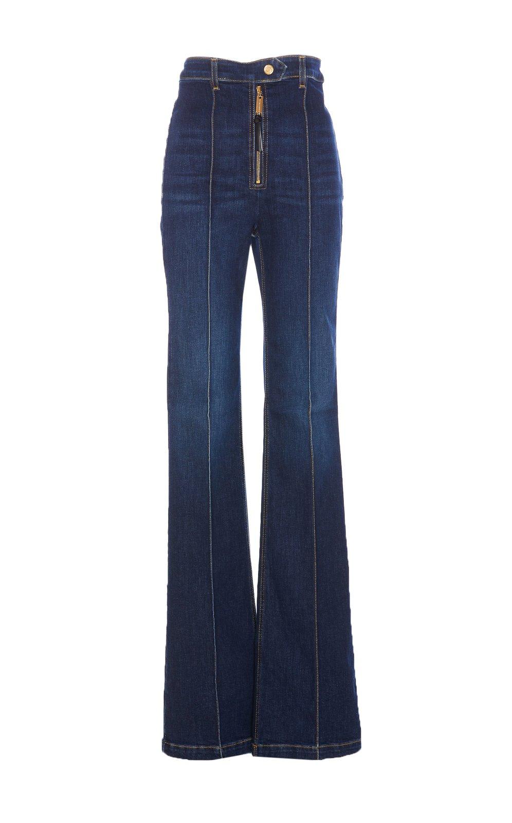 Shop Elisabetta Franchi Bell-bottom Stretch Jeans