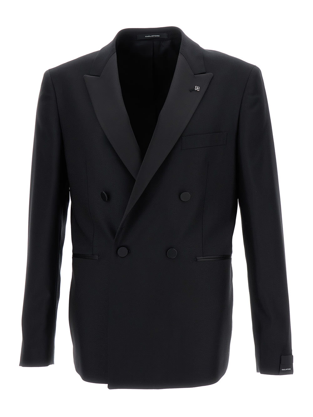Black Dion Double-breasted Blazer In Wool Man