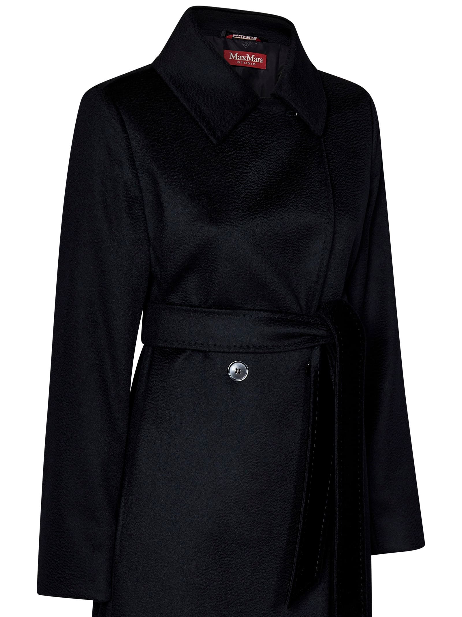 Shop Max Mara Maxmara Studio Bcollag Coat In Black