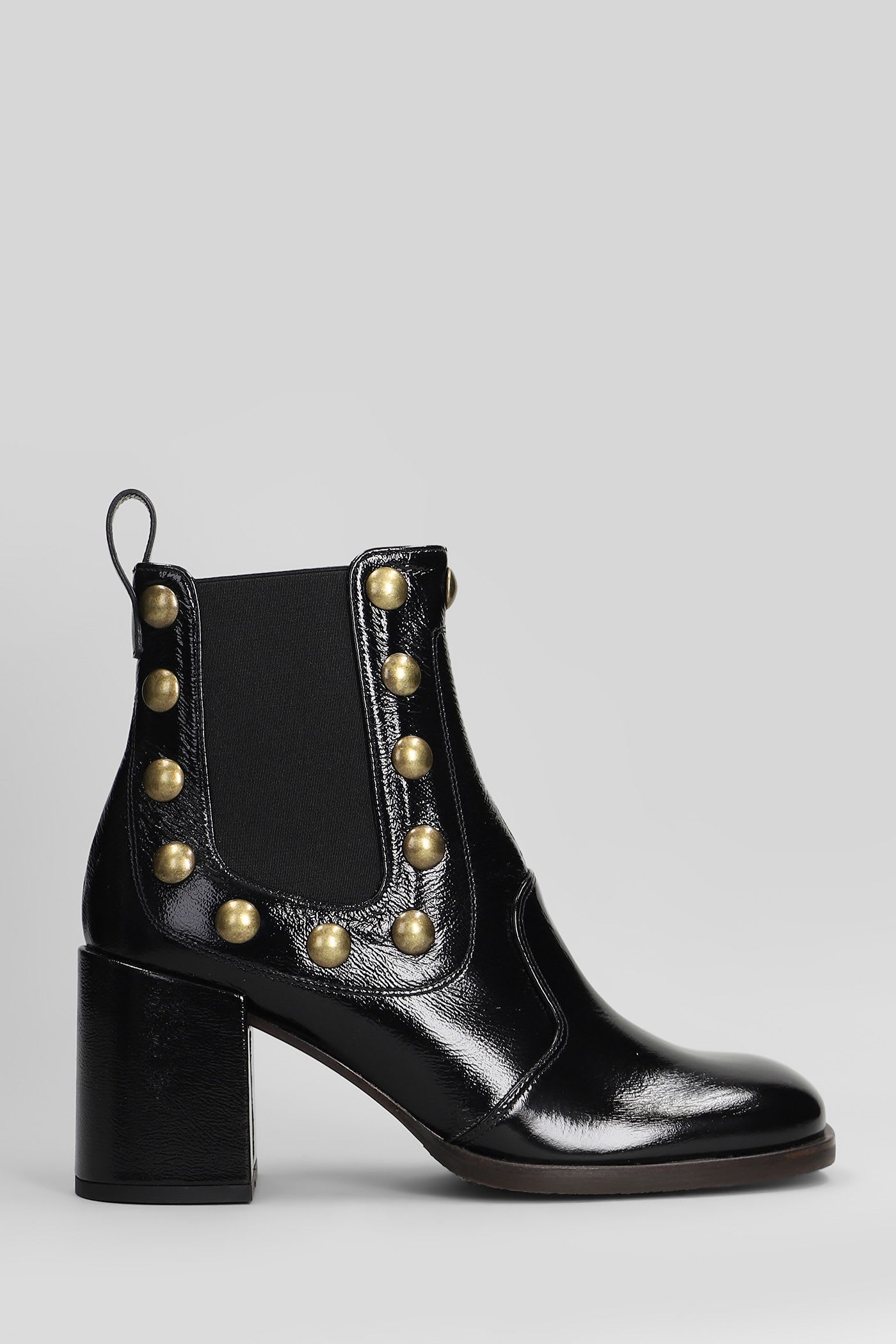 Nuzai-p High Heels Ankle Boots In Black Leather