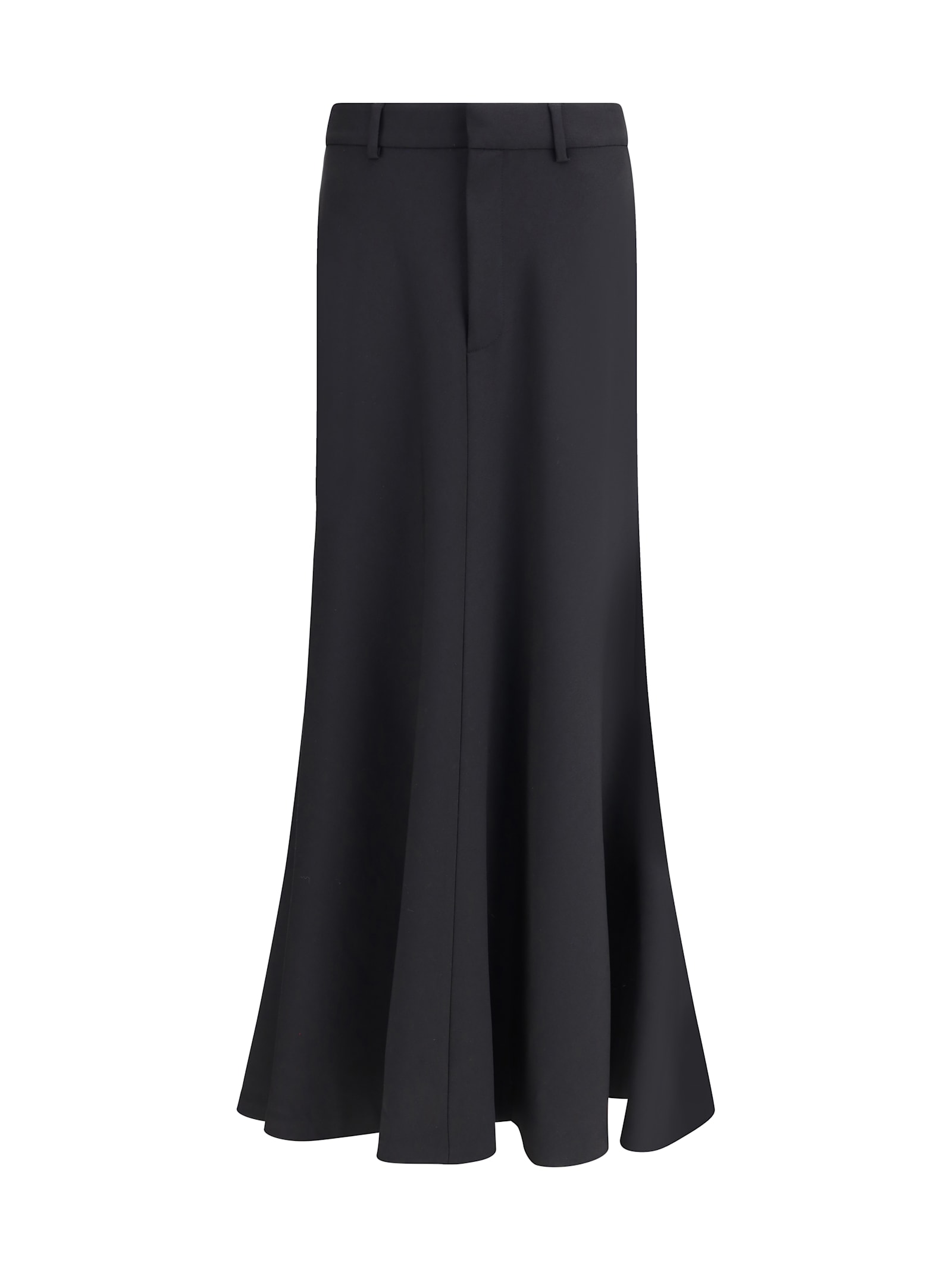 Balenciaga Women Godet Maxi Skirt In Virgin Wool In Black