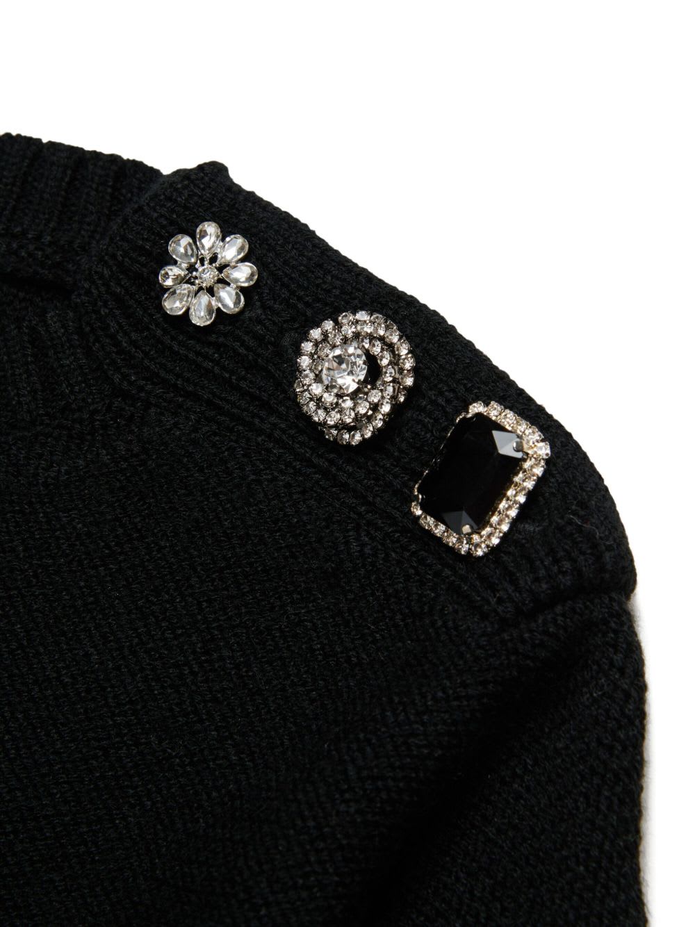 N°21 Pullover In Misto Lana Con Bottoni Gioiello In Black