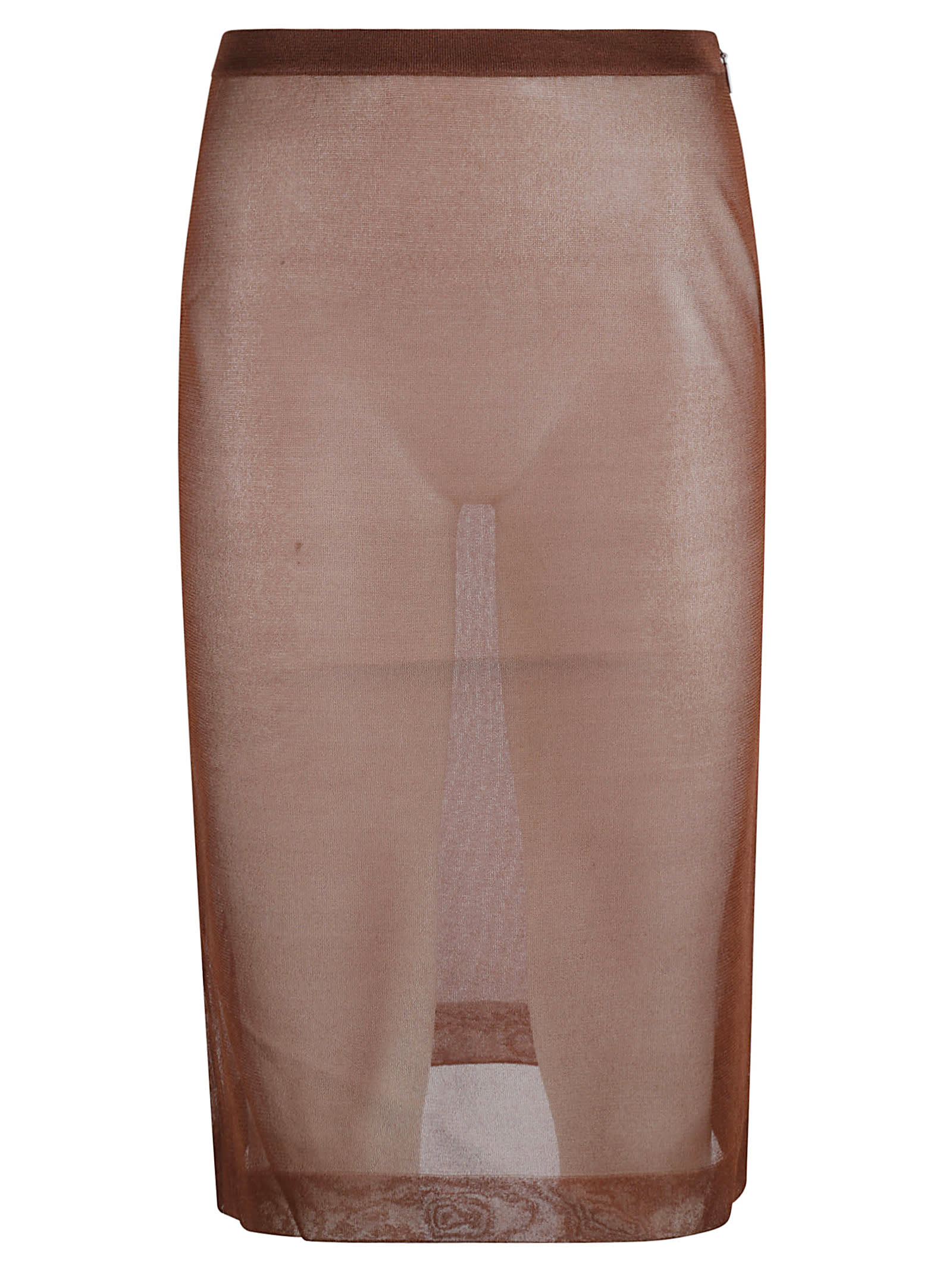 Shop Saint Laurent See-through Skirt In Chocolate