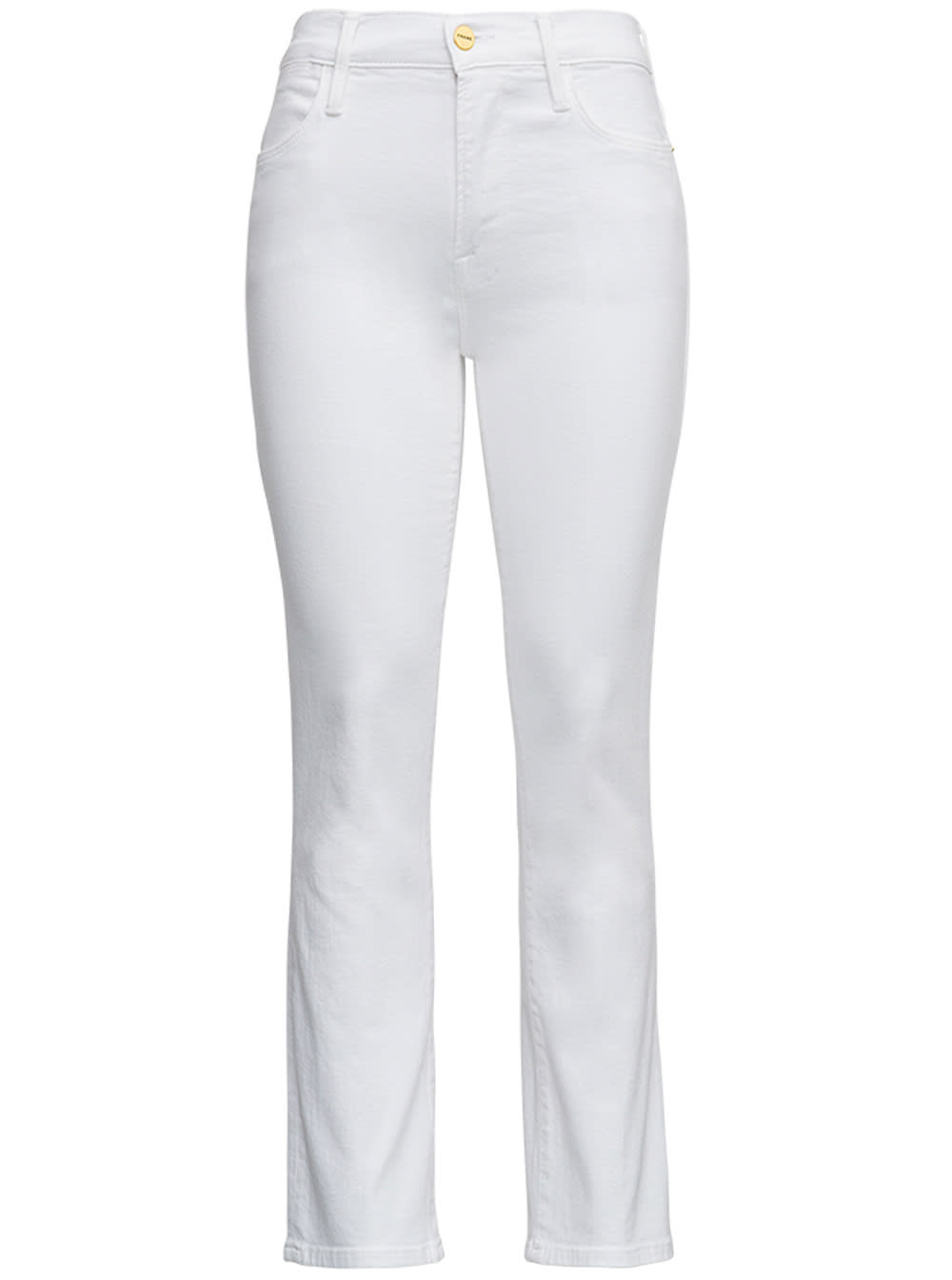 Shop Frame Le High Straight White Denim Jeans In Bianco