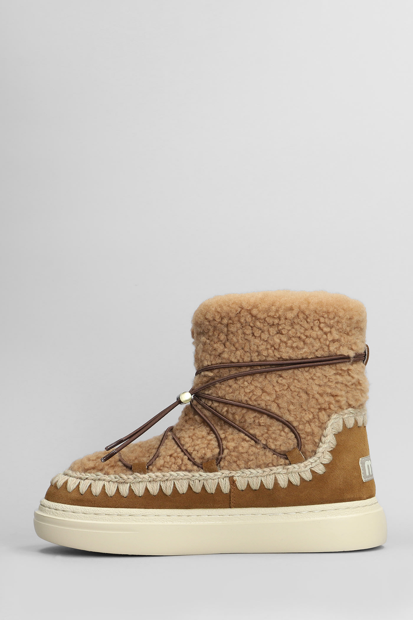 Shop Mou Eskimo Sneaker Scoub Low Heels Ankle Boots In Brown Suede