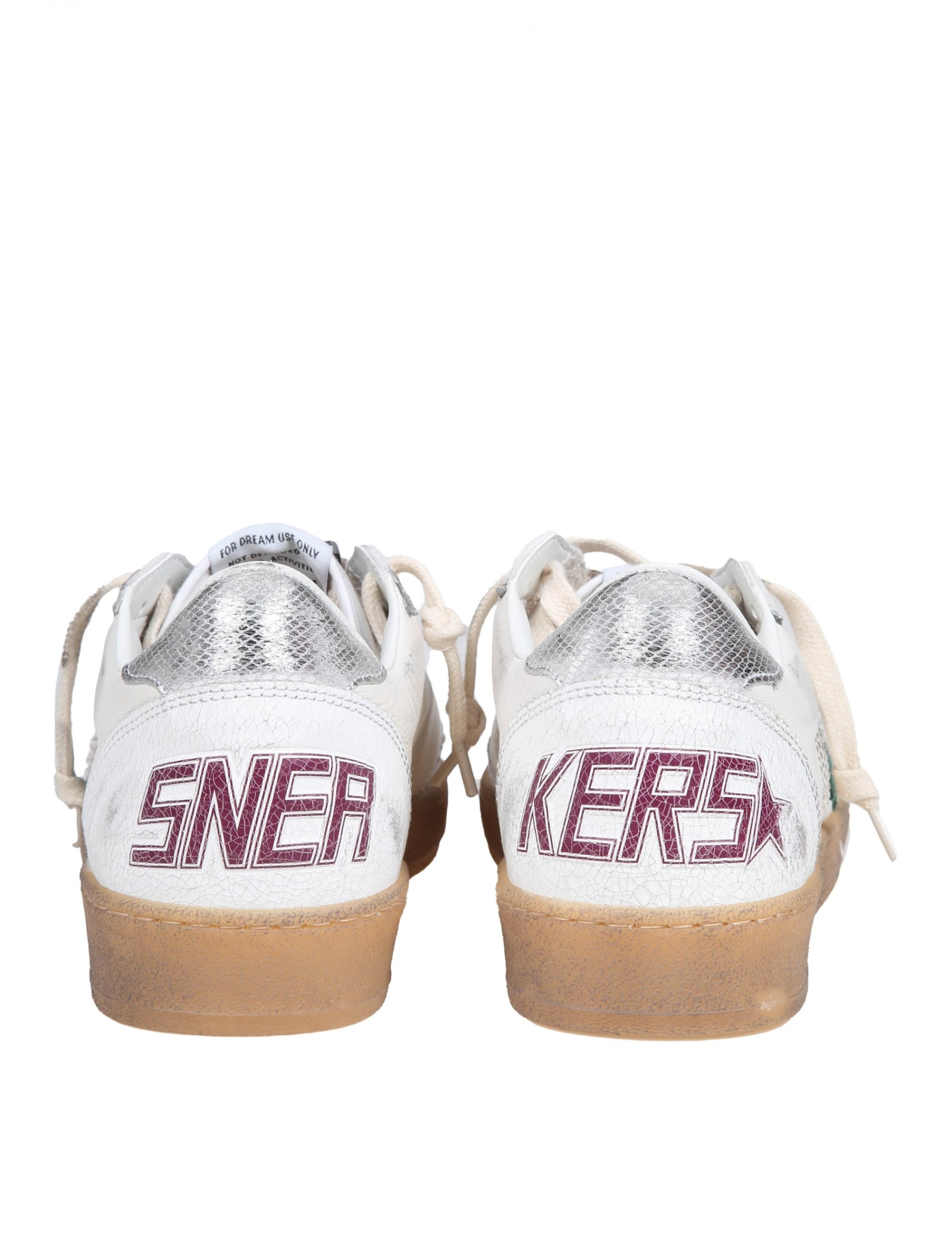 Shop Golden Goose Ball Star In White And Green Nappa