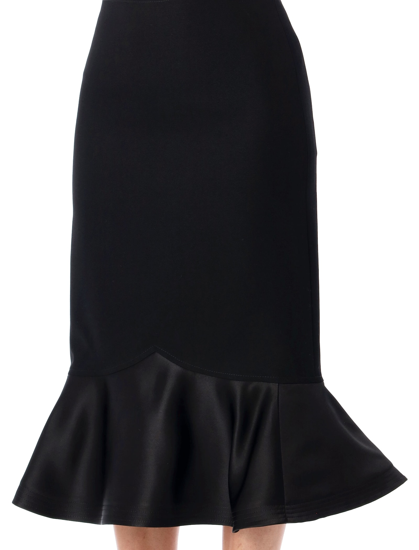 Fendi Black Grain De Poudre Wool Skirt In Black