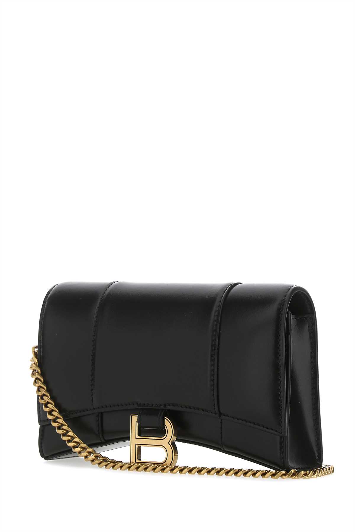 Shop Balenciaga Black Leather Hourglass Clutch In 1000