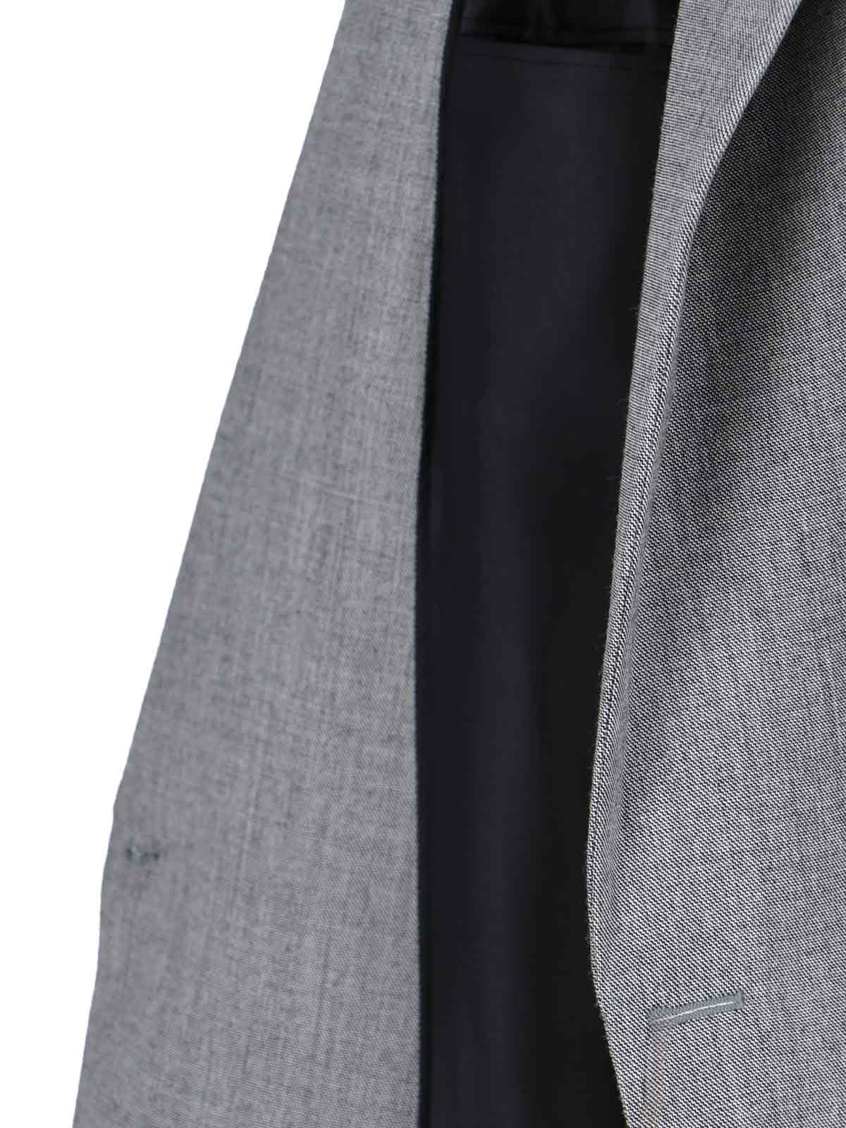 Saint Laurent Double-breasted Wool Blazer In Gray