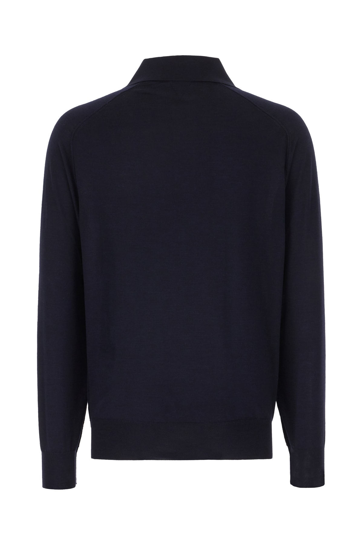 Shop Bottega Veneta Navy Blue Wool Polo Shirt