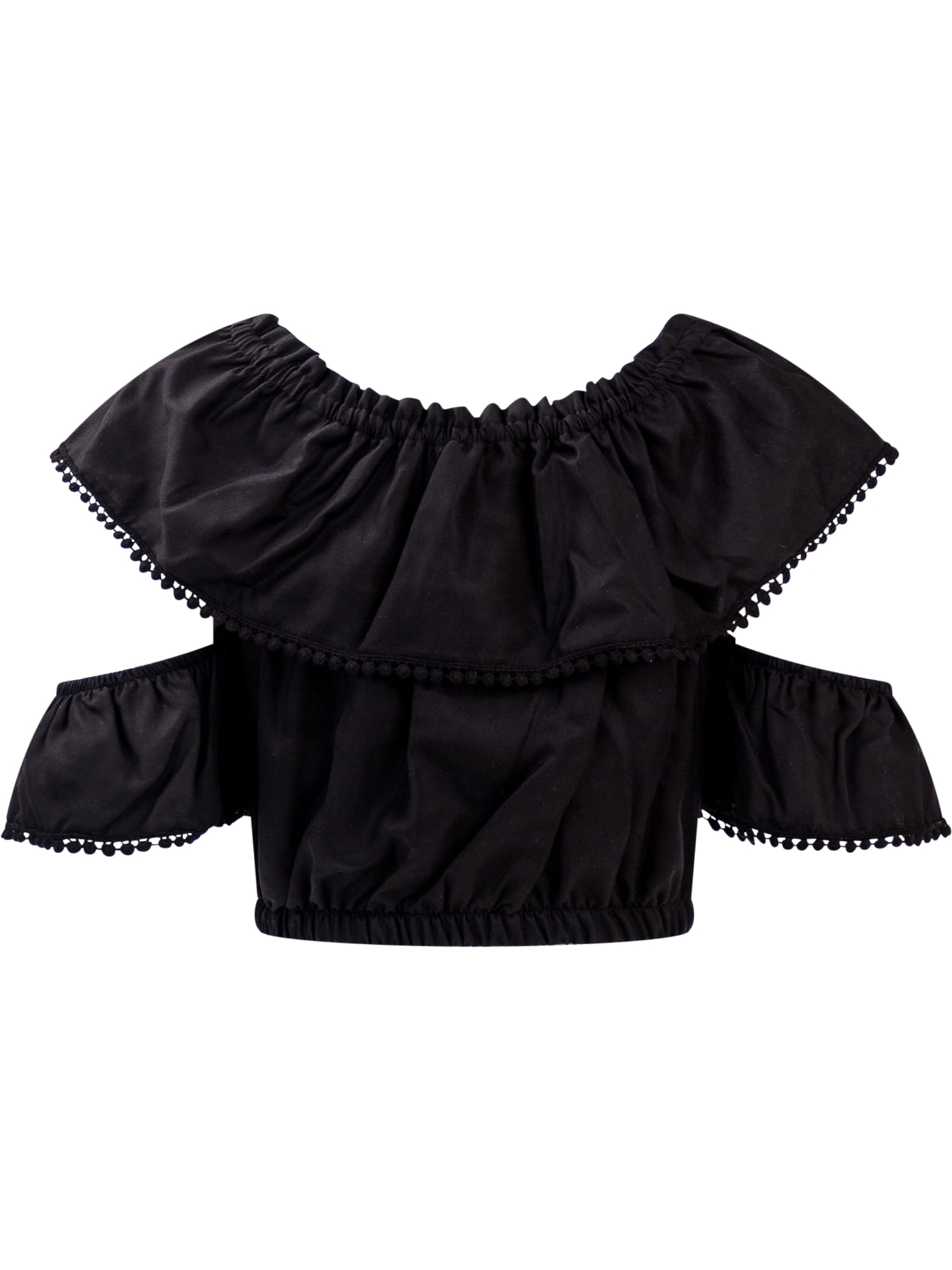 Shop Twinset Blouse With Ruffle In Nero