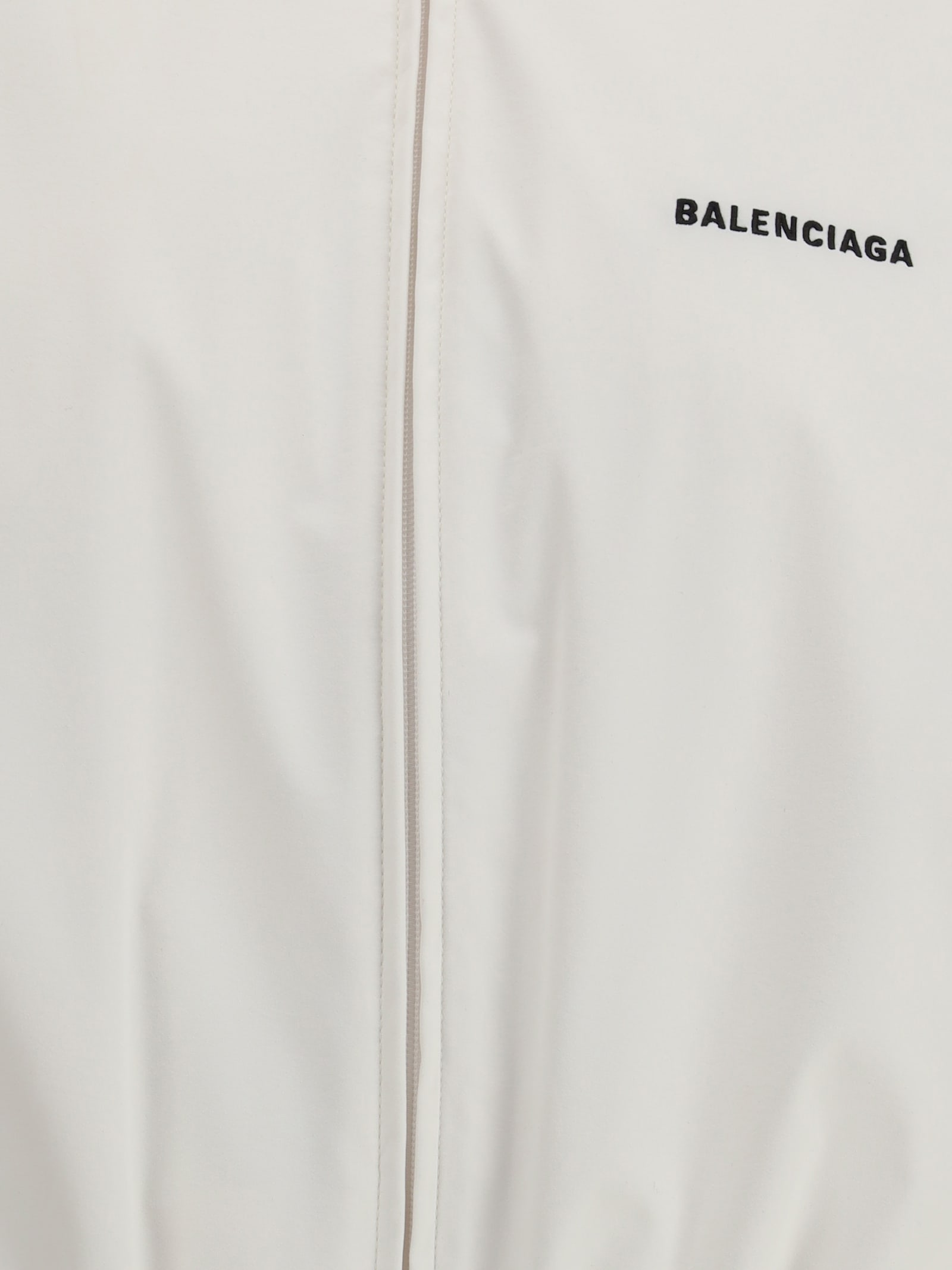 Balenciaga High Collar Zip Jacket With Bold Logo Detailing In White
