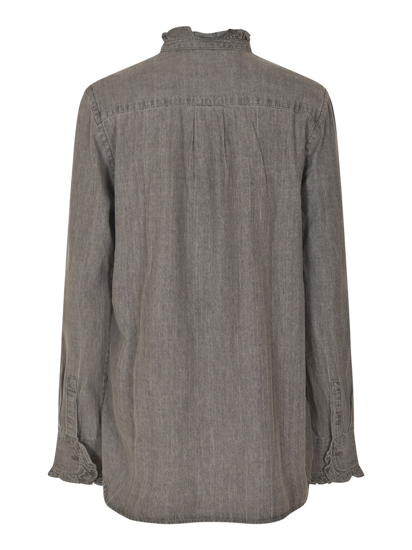 ASPESI RUFFLE DETAIL DENIM SHIRT 