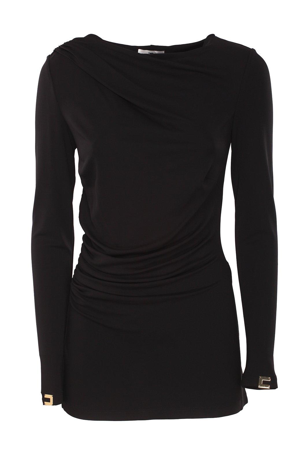 Shop Elisabetta Franchi Draping Jersey Top