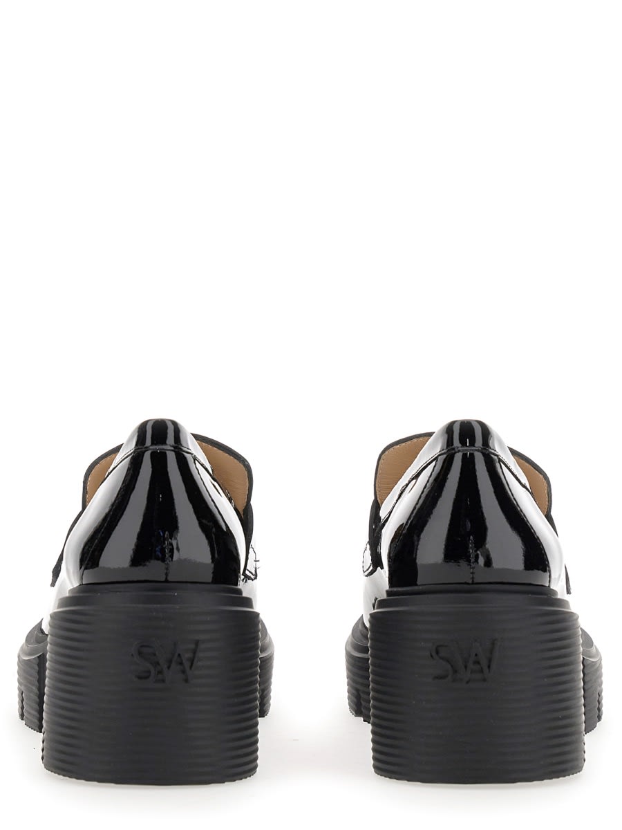Stuart Weitzman Soho Glossed-leather Platform Loafers In Black