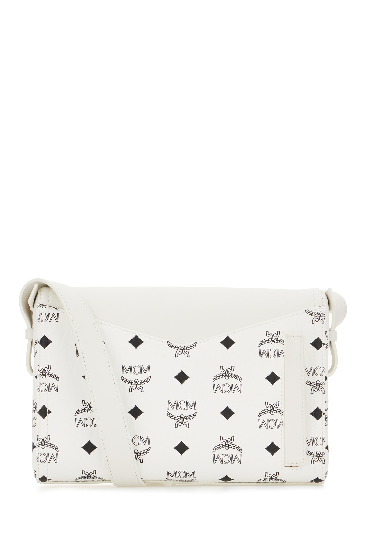 Mcm Printed Canvas Crossbody Bag In White