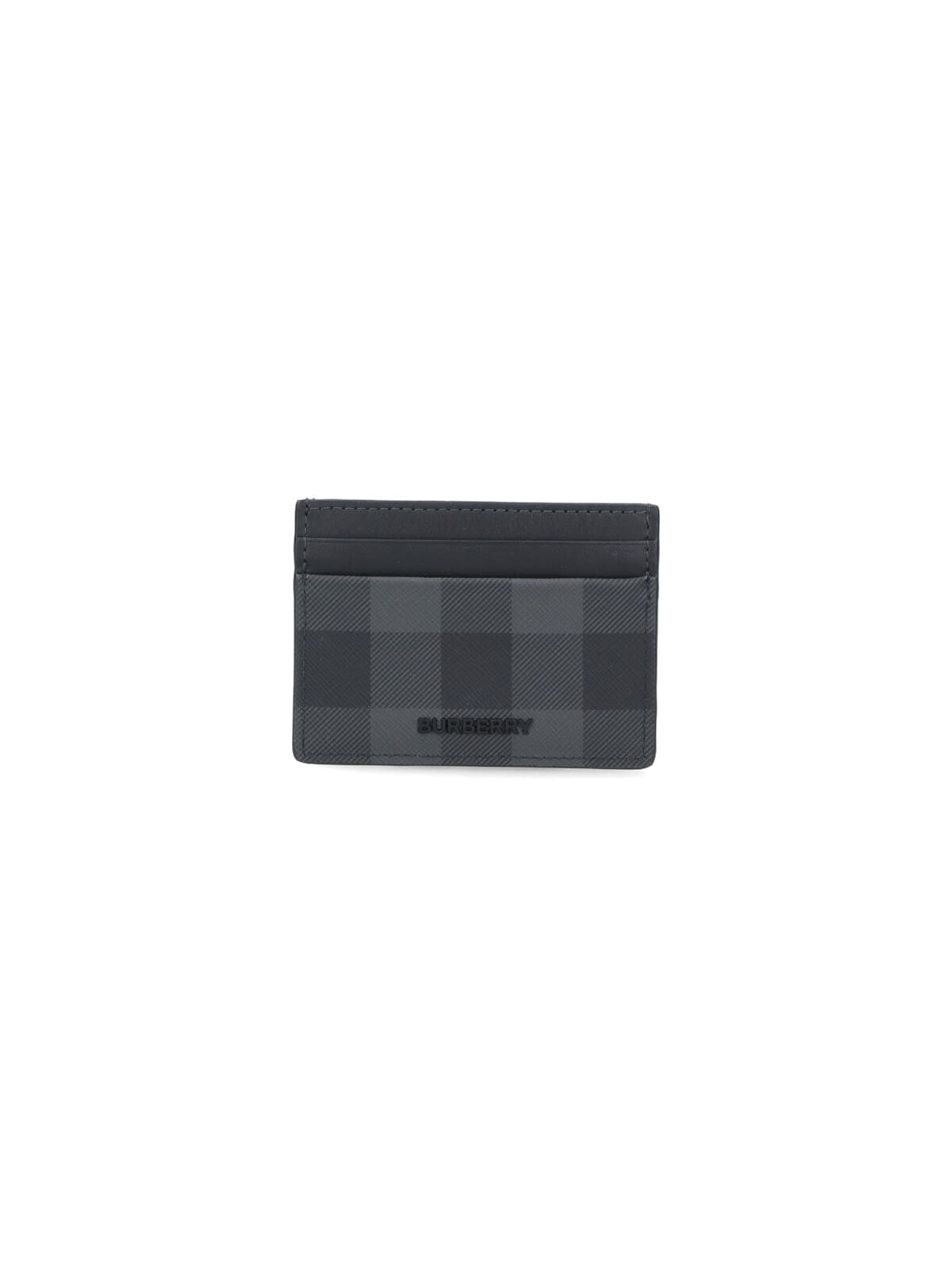 Burberry Check Card Holder In Gray